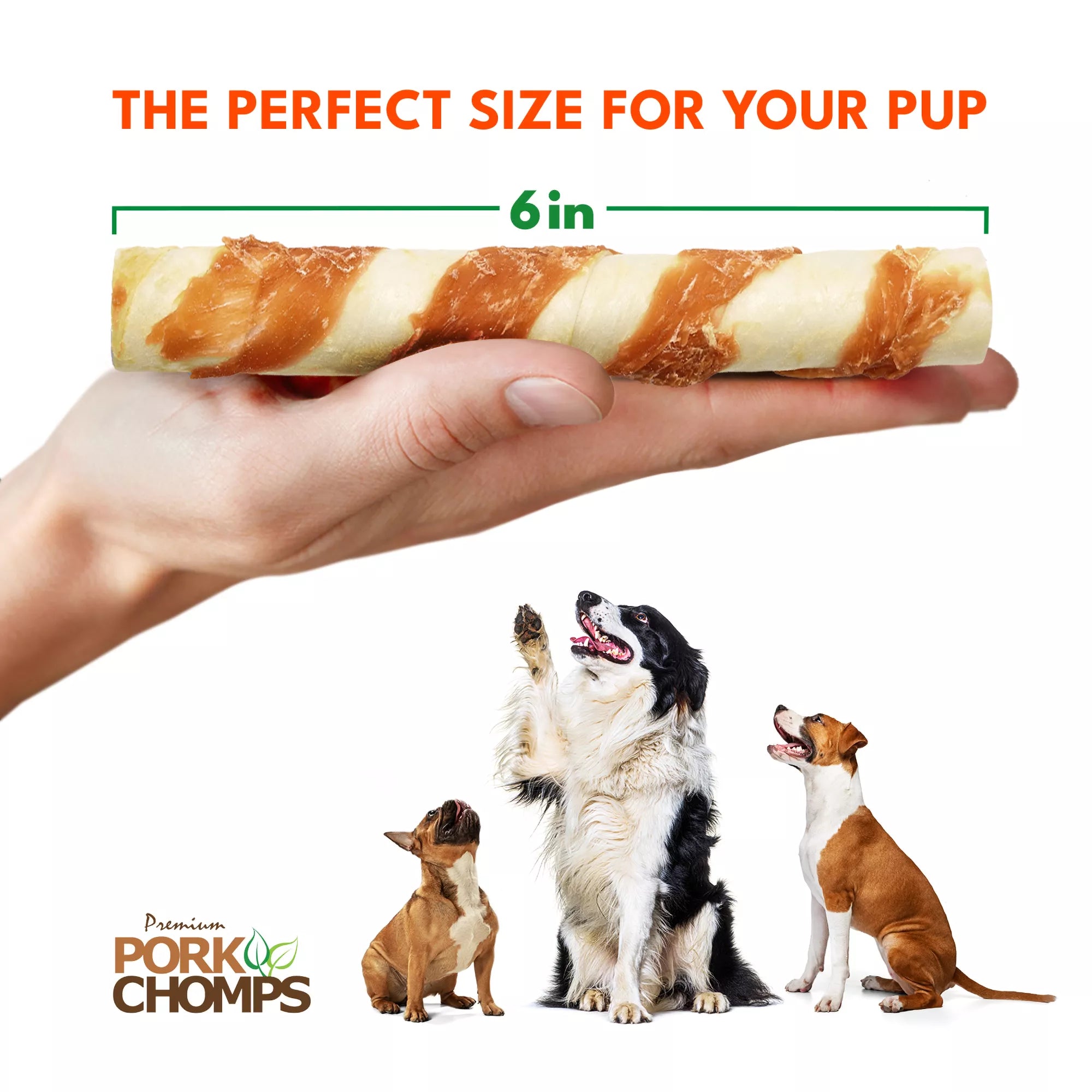Pork Chomps Rawhide Free Chicken Wrapped Twists Dog Treat