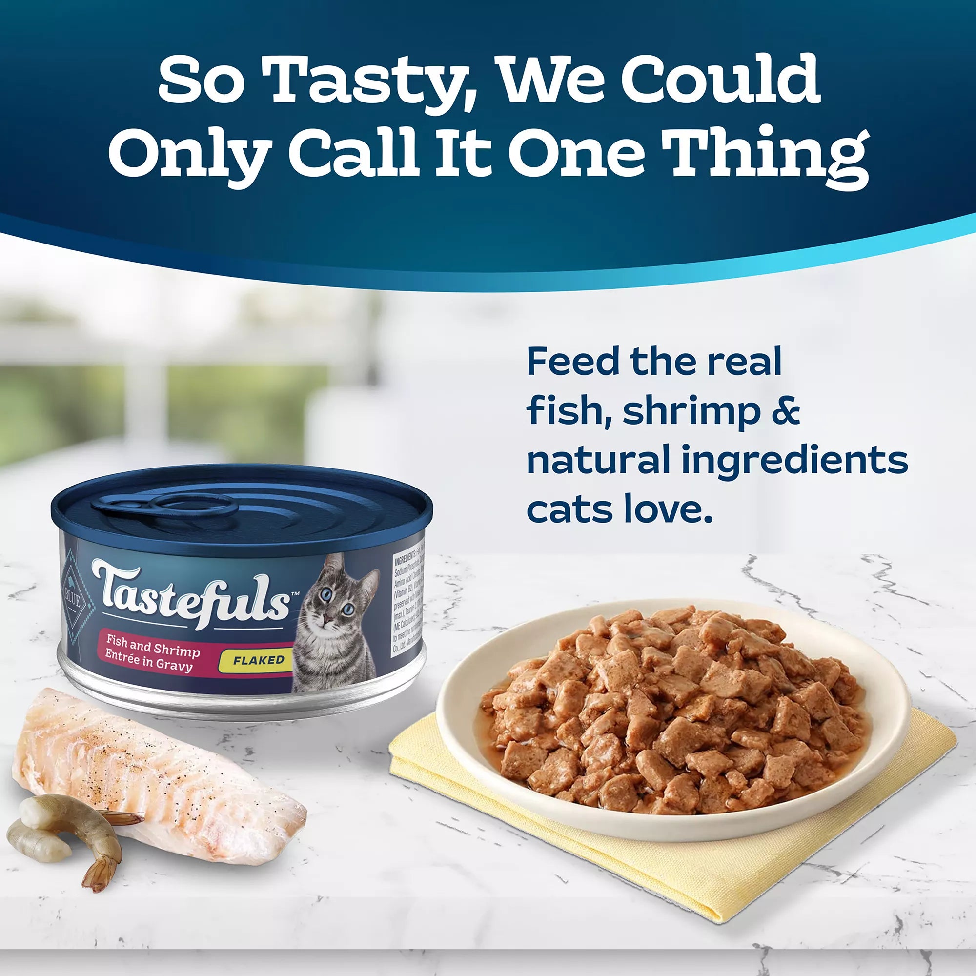 Blue Buffalo Tastefuls Flaked Wet Cat Food - Natural Pet Food, Fish & Shrimp