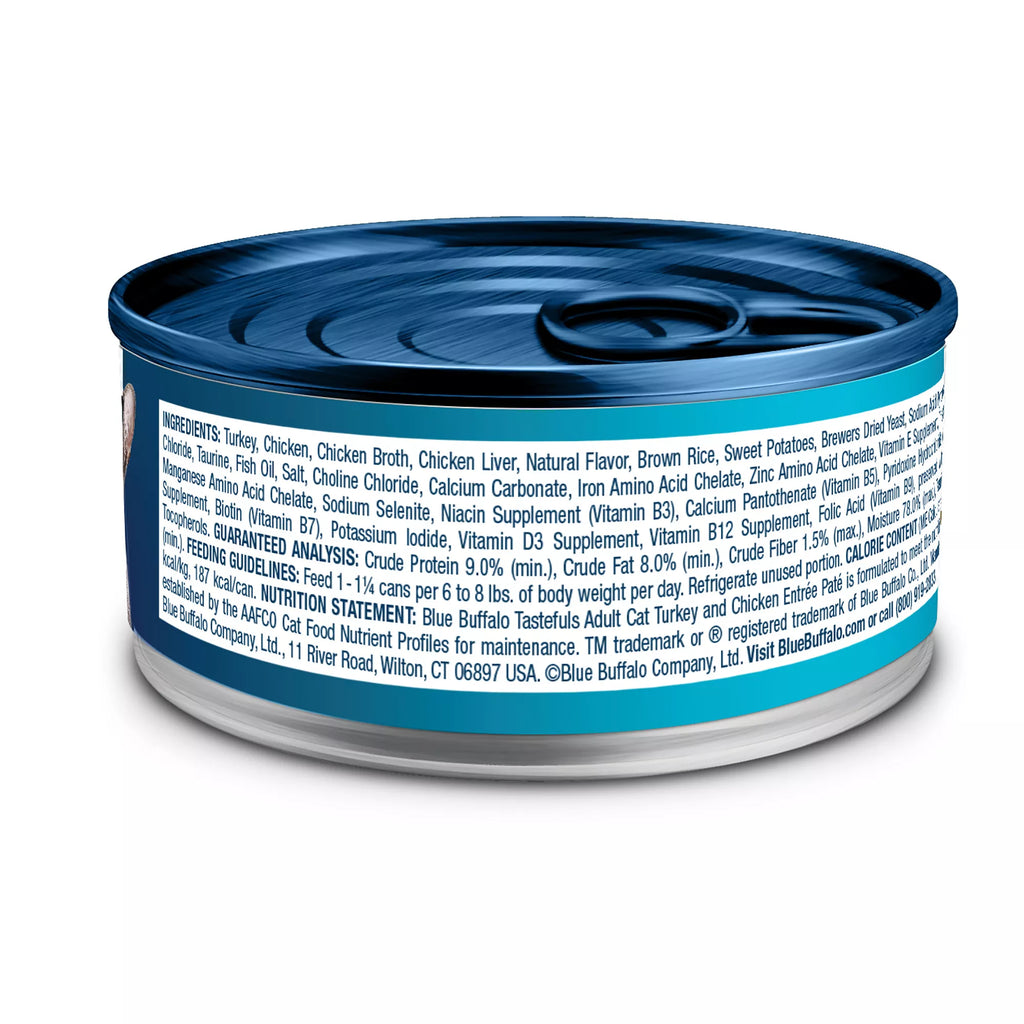 Blue Buffalo Tastefuls Wet Cat Food Pate - Natural Pet Food, Turkey & Chicken