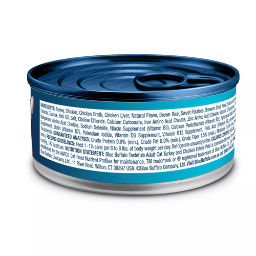 Blue Buffalo Tastefuls Wet Cat Food Pate - Natural Pet Food, Turkey & Chicken