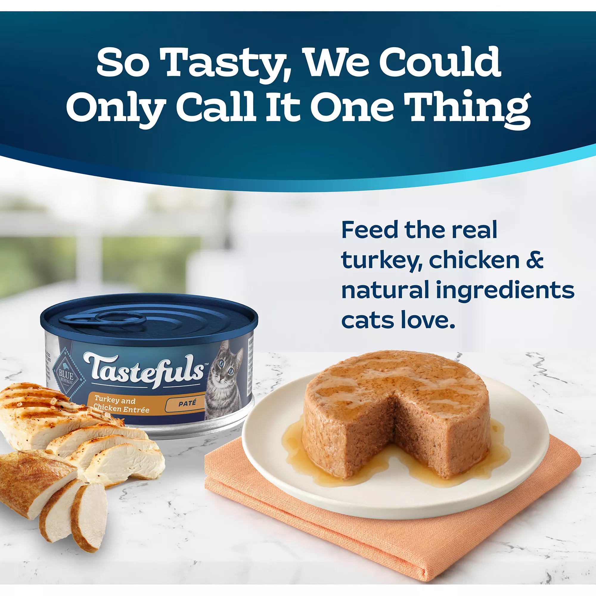 Blue Buffalo Tastefuls Wet Cat Food Pate - Natural Pet Food, Turkey & Chicken