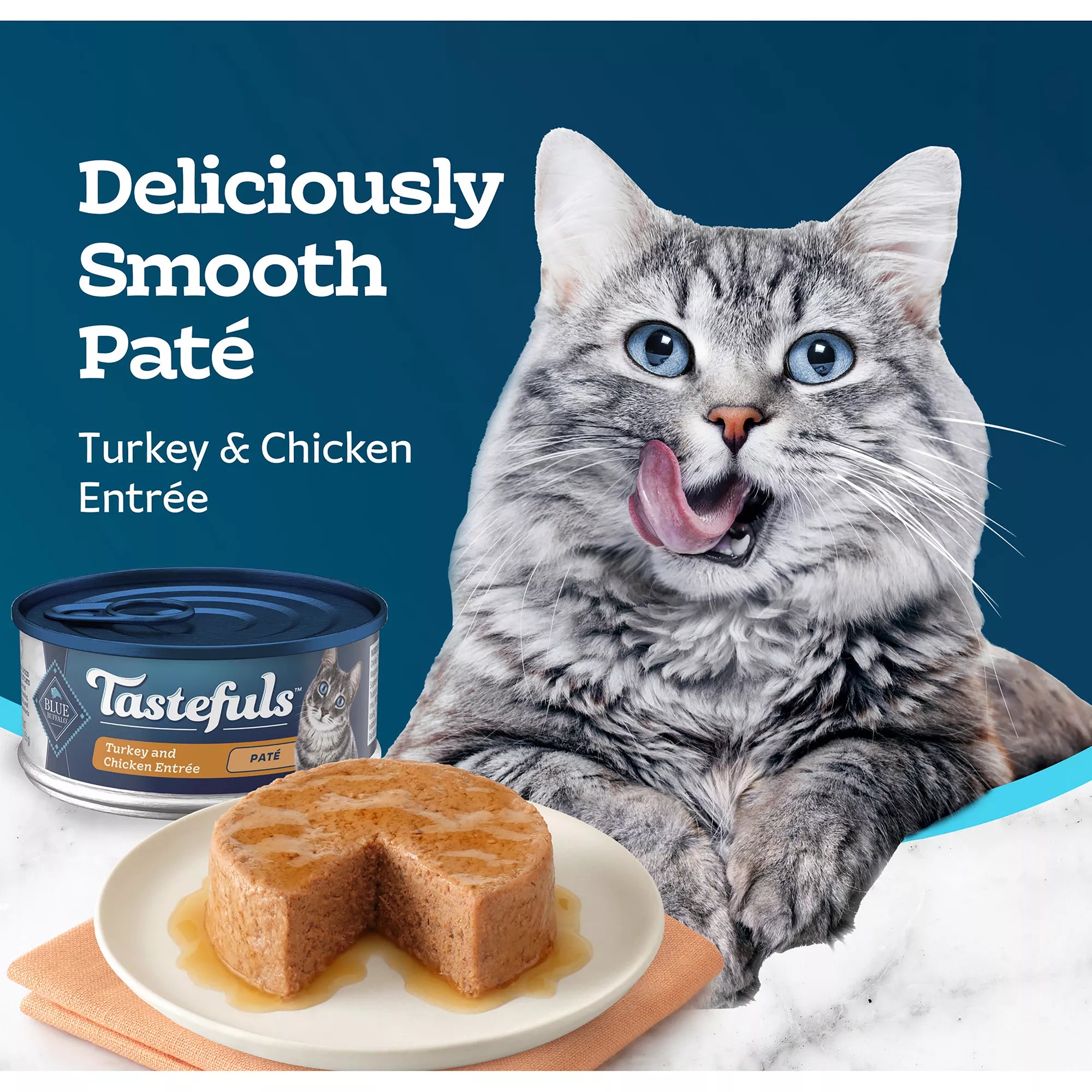 Blue Buffalo Tastefuls Wet Cat Food Pate - Natural Pet Food, Turkey & Chicken