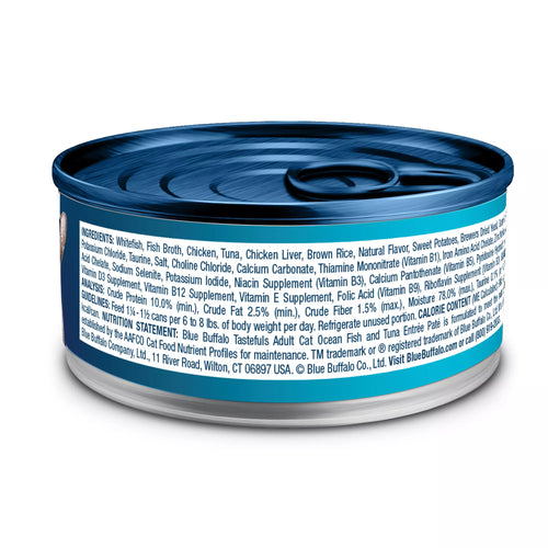 Blue Buffalo Tastefuls Wet Cat Food Pate - Natural Pet Food, Oceanfish & Tuna