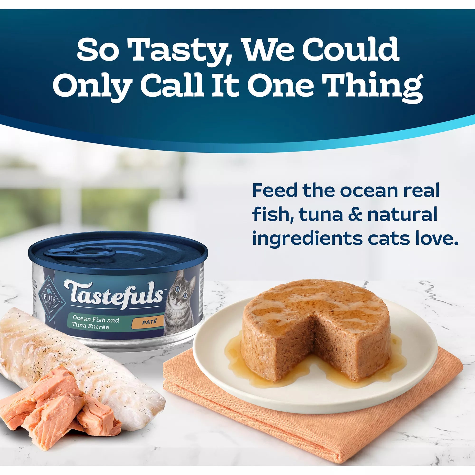 Blue Buffalo Tastefuls Wet Cat Food Pate - Natural Pet Food, Oceanfish & Tuna