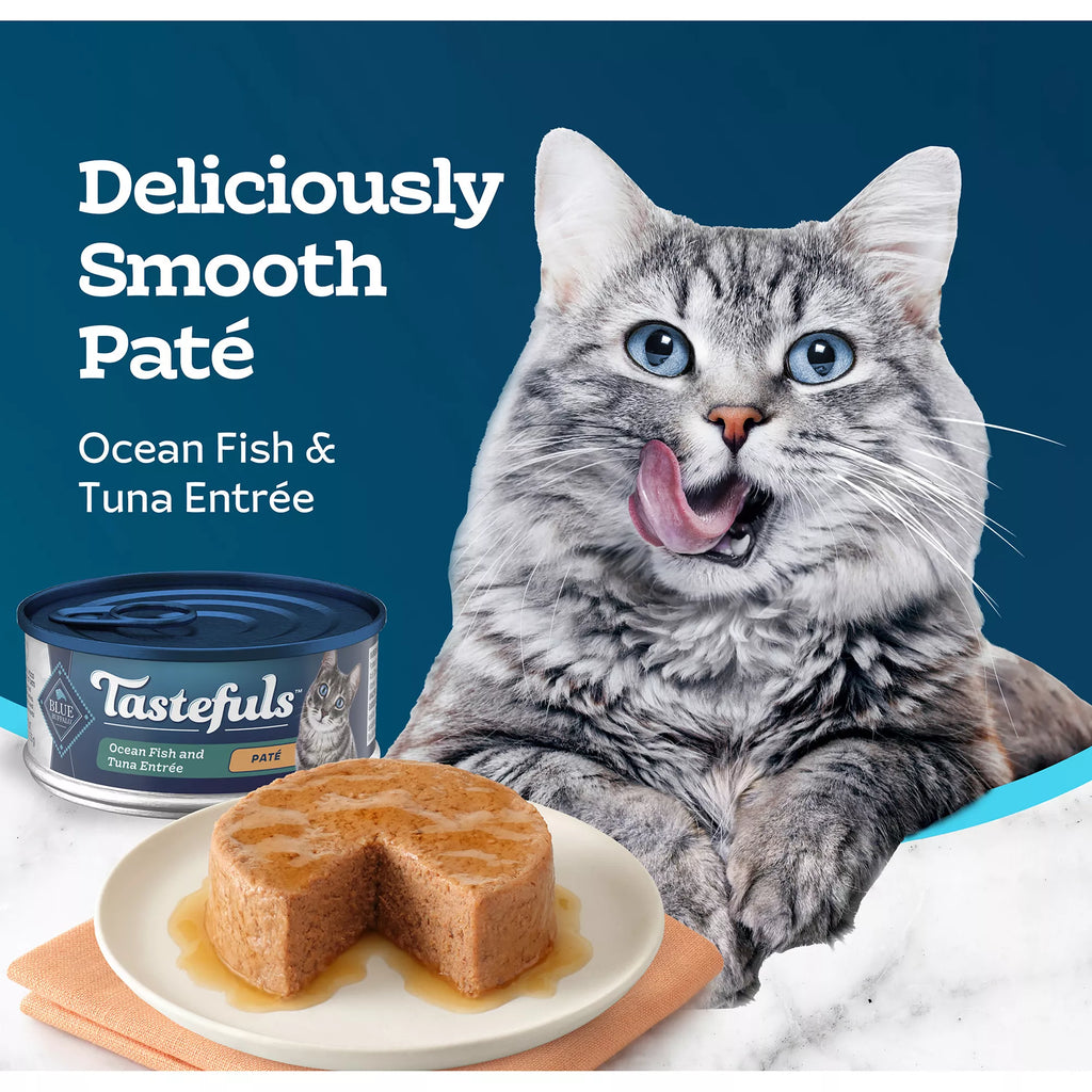 Blue Buffalo Tastefuls Wet Cat Food Pate - Natural Pet Food, Oceanfish & Tuna