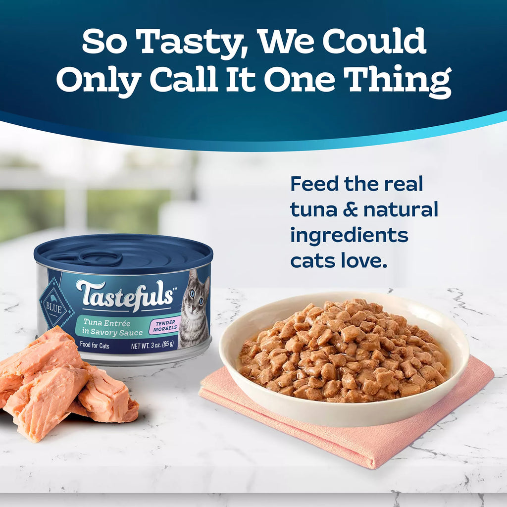 Blue Buffalo Tastefuls Wet Cat Food Tender Morsels - Natural Pet Food, Tuna