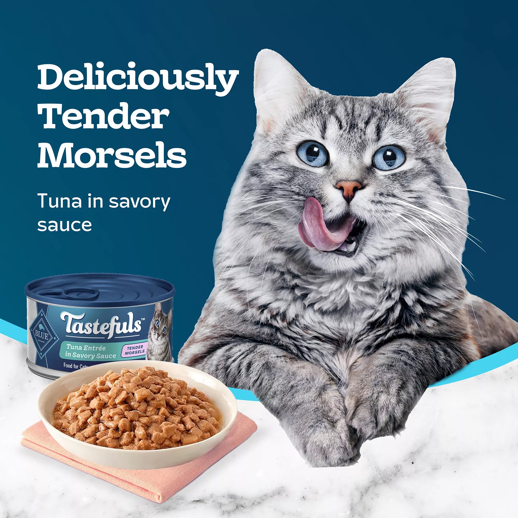 Blue Buffalo Tastefuls Wet Cat Food Tender Morsels - Natural Pet Food, Tuna