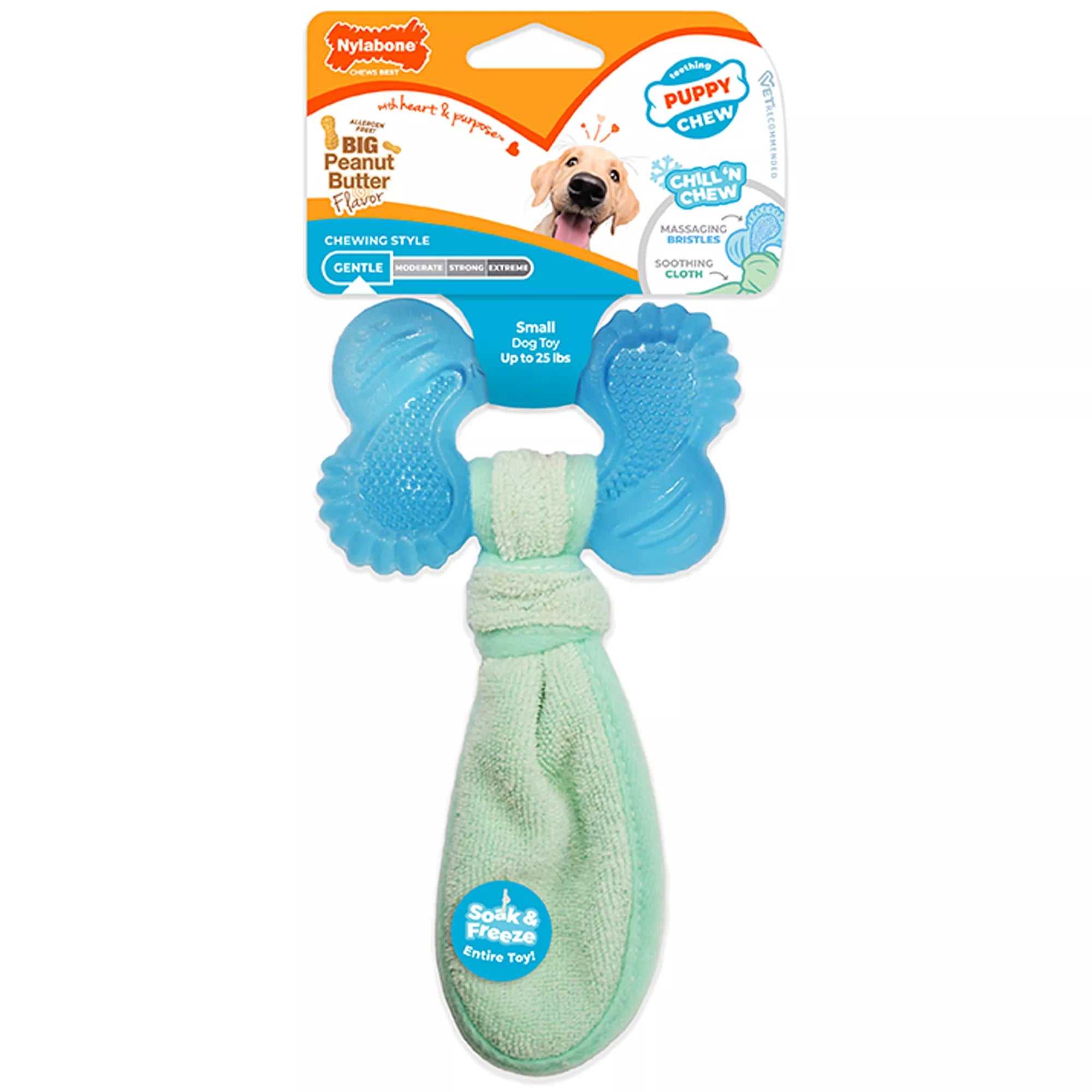 Nylabone Teething Puppy Chew Freezer Bone Dog Toy - Peanut Butter Flavor
