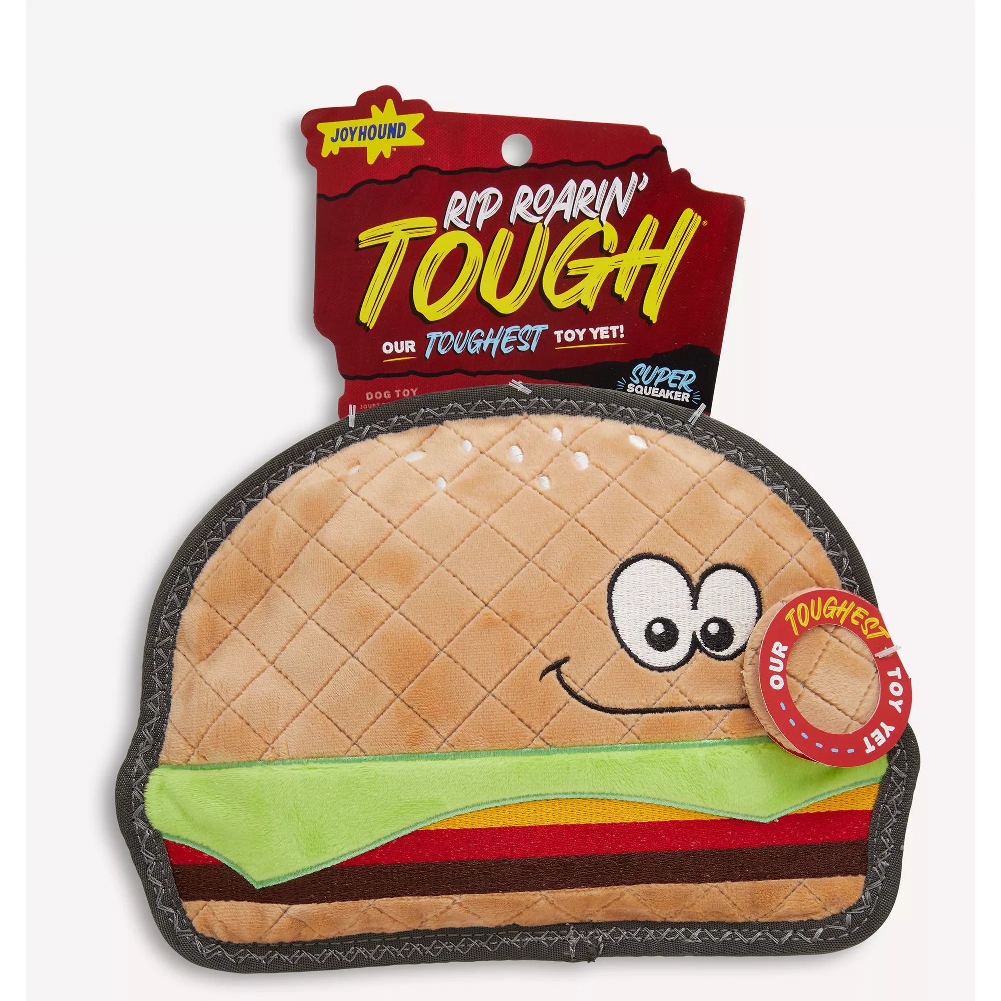 Joyhound Rip Roarin' Tough Hamburger Dog Toy - Tough Plush