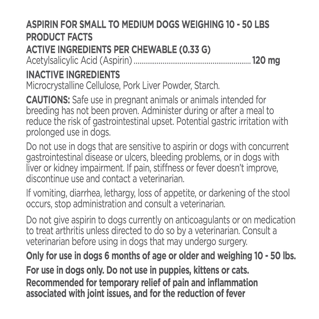 Vetality Canine Aspirin for Dogs - Pain Relief - Chewable Tablets