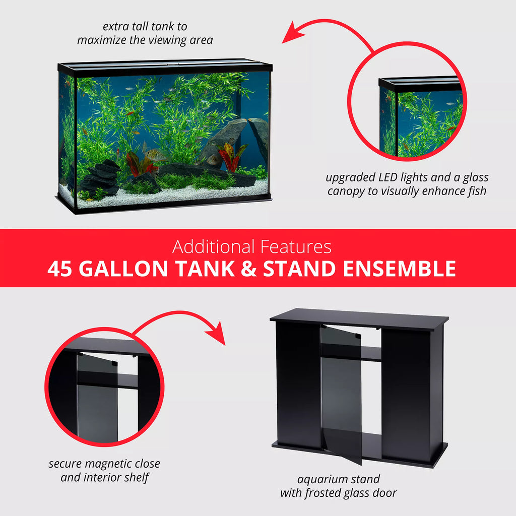 Marineland Simple Modern LED Aquarium & Stand Ensemble - 45 Gallon