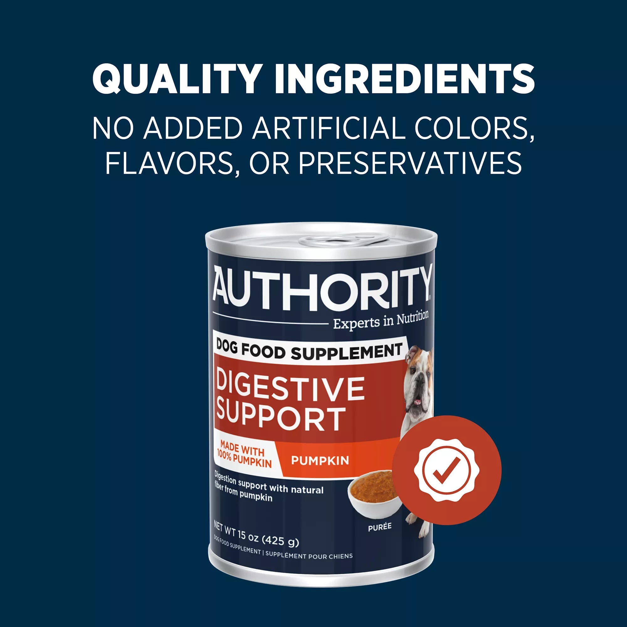 Authority Digestive Support All Life Stages Wet Dog Food Supplement Topper - Pumpkin, 15 oz