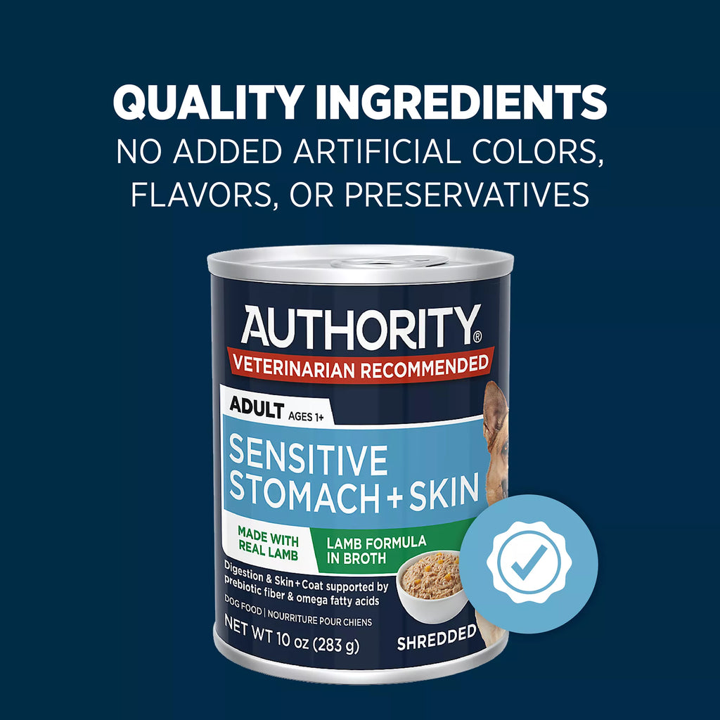 Authority Sensitive Skin & Stomach Food Lamb in Broth Adult Wet Dog Food - 10 oz