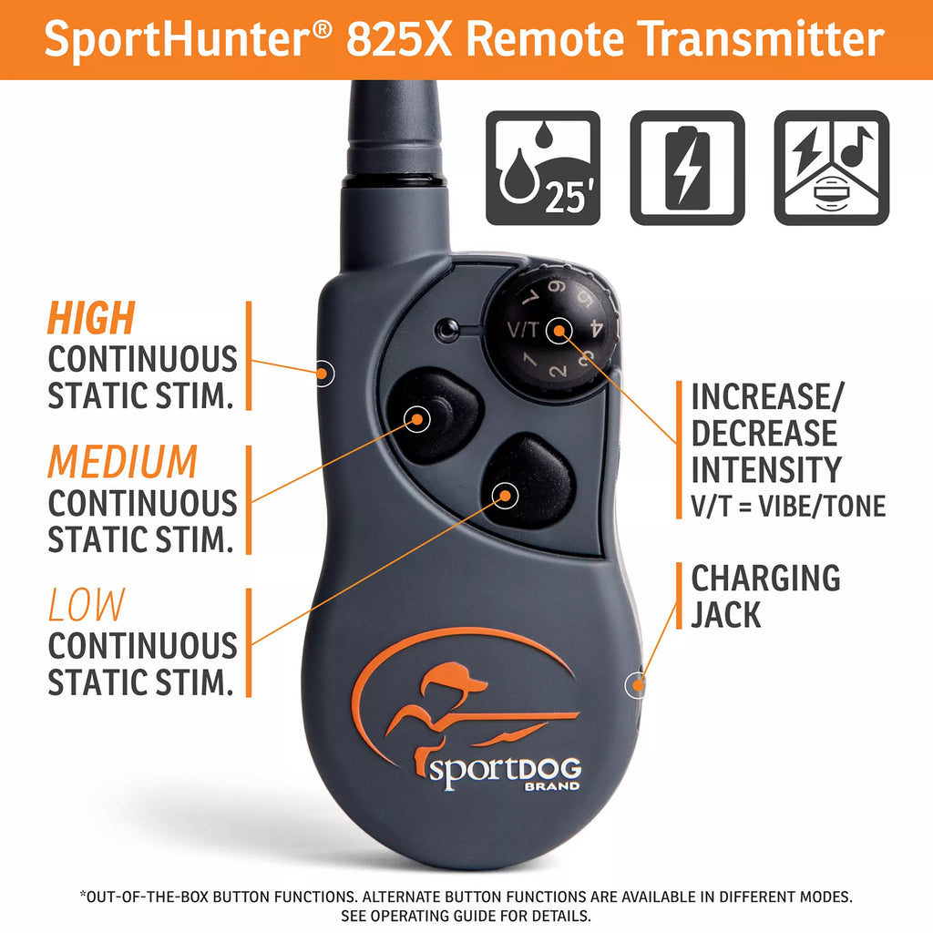 SportDOG Brand SportHunter 825X Shock Collar - 1/2 Mile Range - Static/Vibrate/Tone