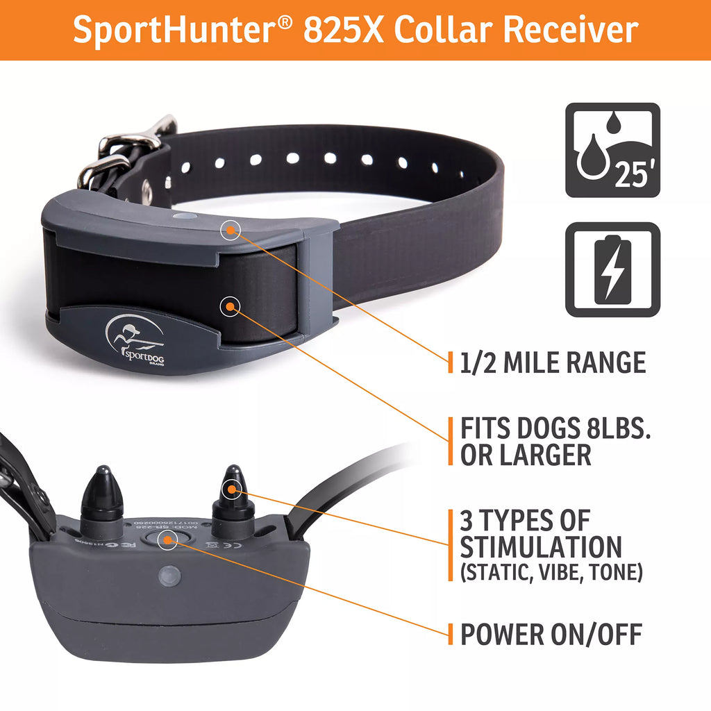 SportDOG Brand SportHunter 825X Shock Collar - 1/2 Mile Range - Static/Vibrate/Tone