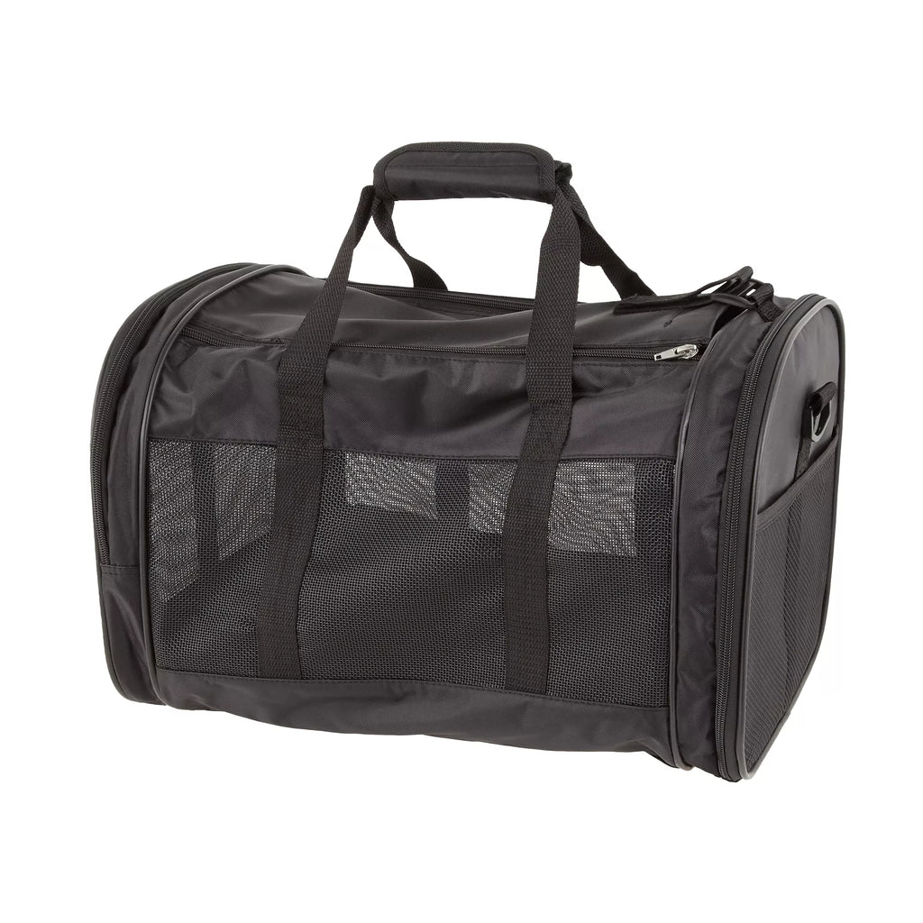 Whisker City Black Mesh Soft Sided Cat & Dog Carrier, 19-in