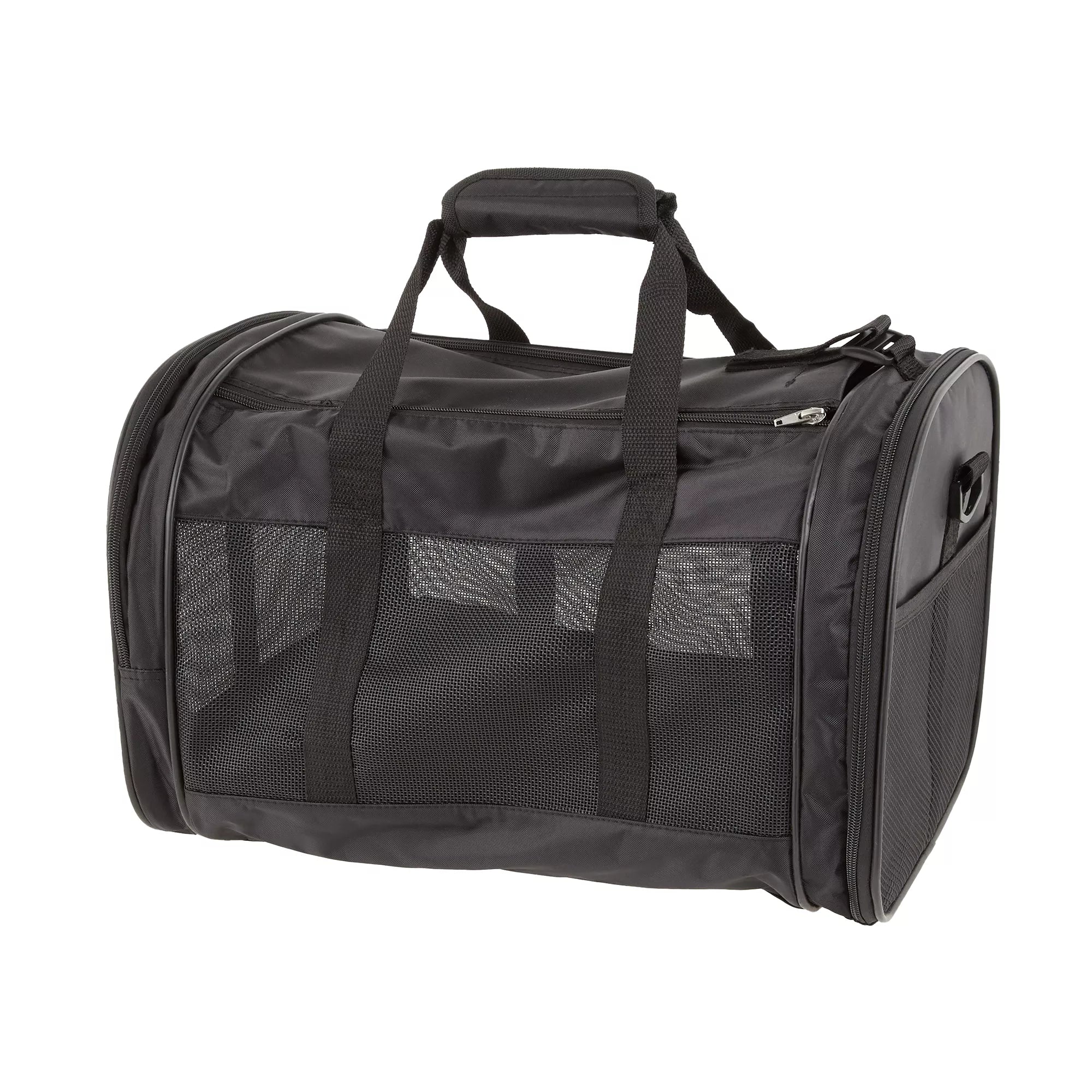Whisker City Black Mesh Soft Sided Cat & Dog Carrier, 19-in