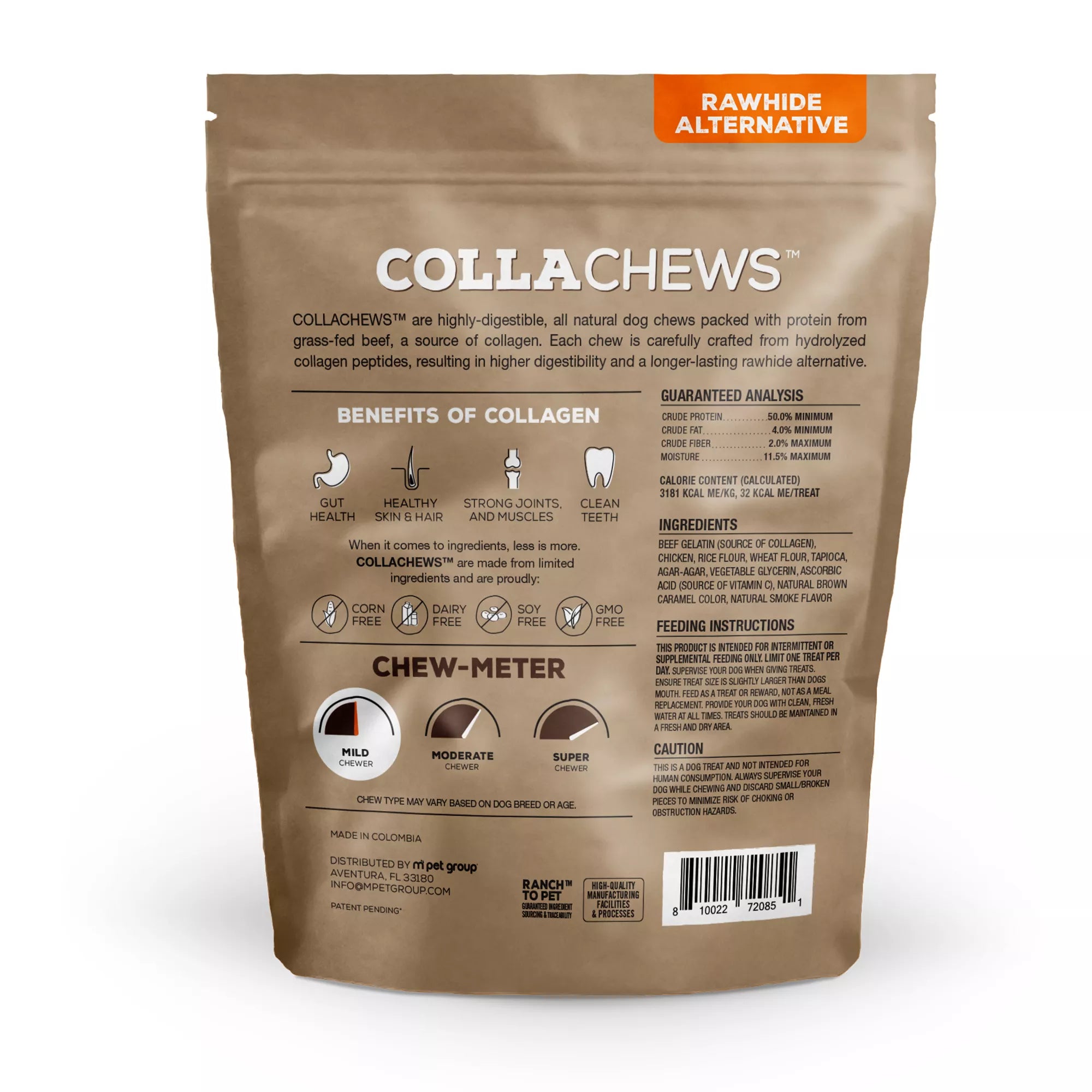 Collachews Beef + Collagen Rawhide Free 5" Stix Dog Treat - Chicken, 25 Count