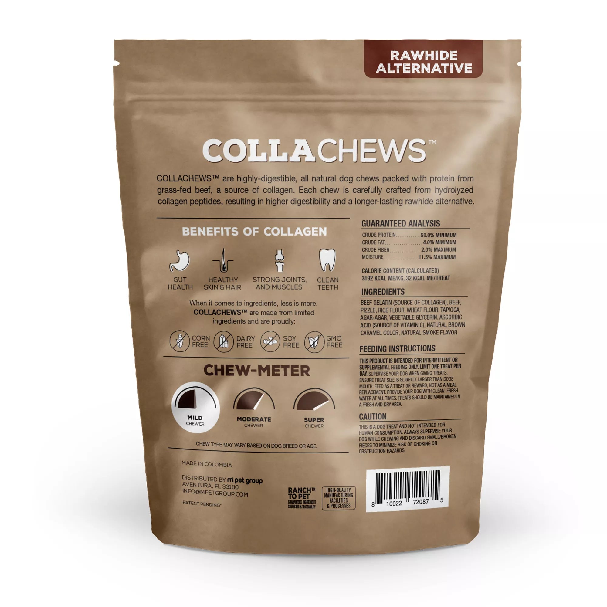 Collachews Beef + Collagen Rawhide Free 5" Stix Dog Treat - Bully, 25 Count