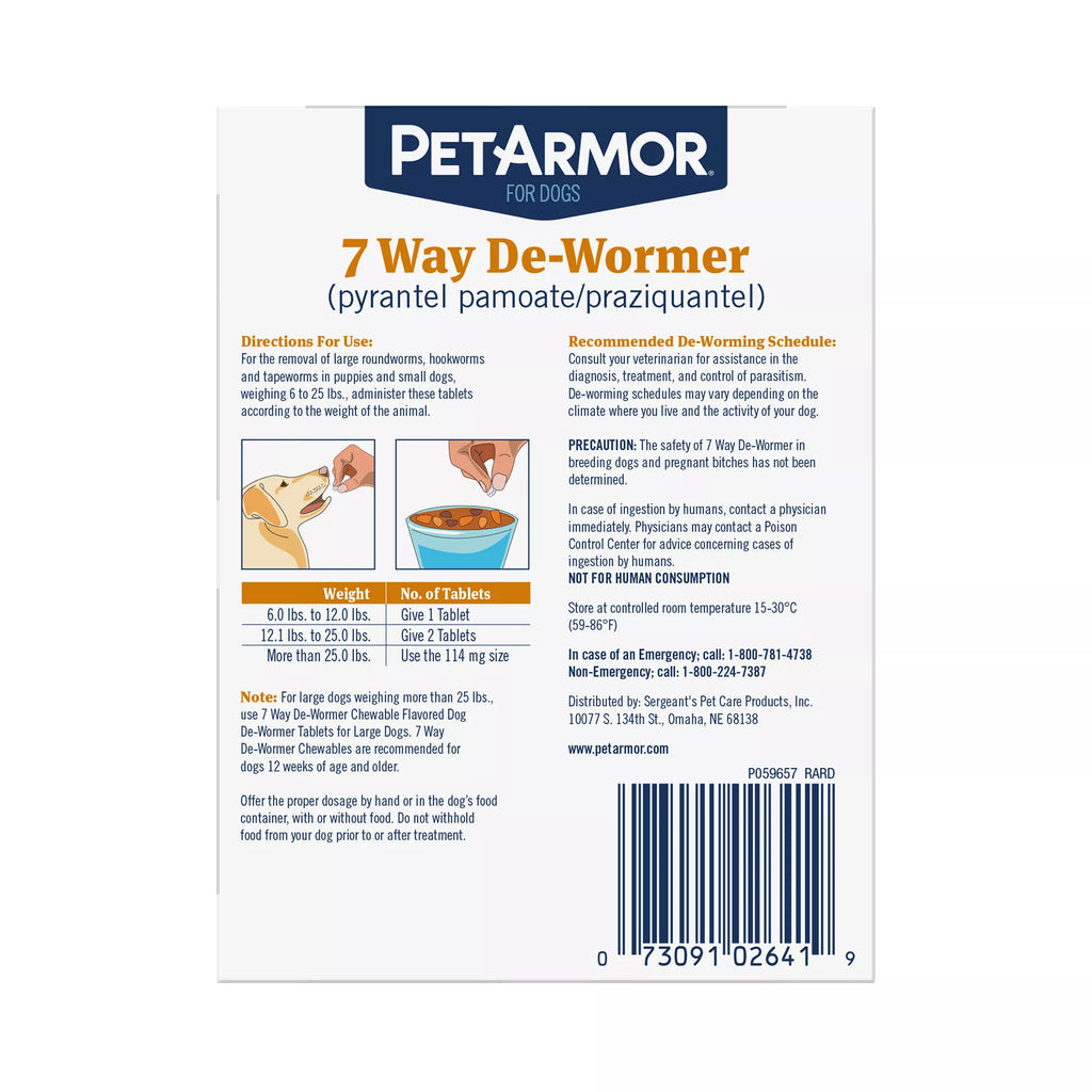 PetArmor 7 Way De-Wormer for Puppies and Small Dogs - Chewable Tablets