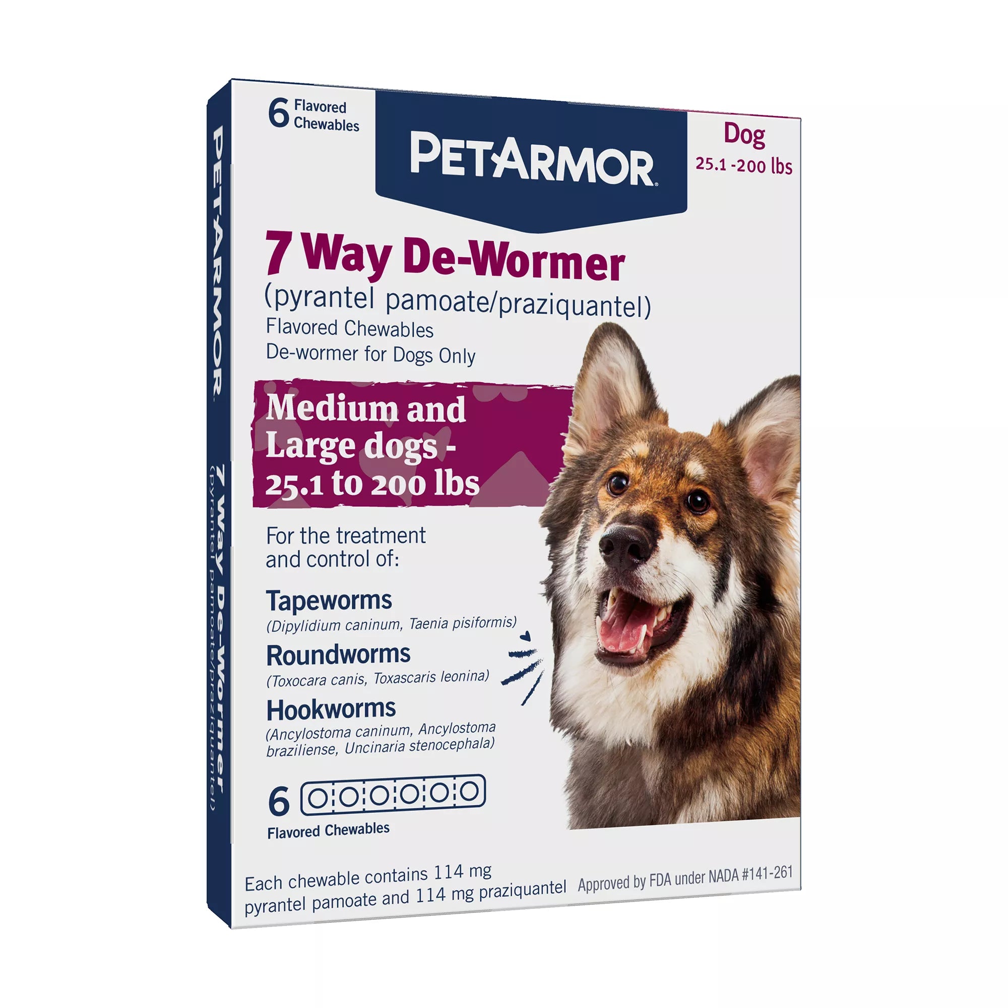 PetArmor 7 Way De-Wormer for Medium and Large Dogs - Chewables