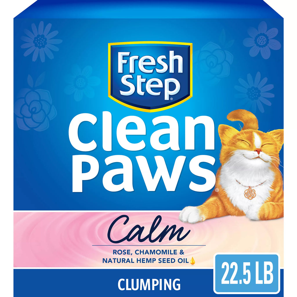 Fresh Step Clean Paws Calm Clumping Clay Cat Litter - Scented, Low Tracking