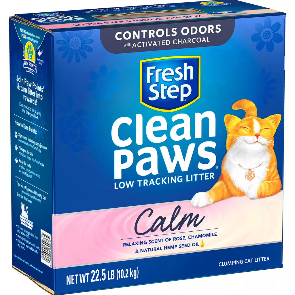 Fresh Step Clean Paws Calm Clumping Clay Cat Litter - Scented, Low Tracking