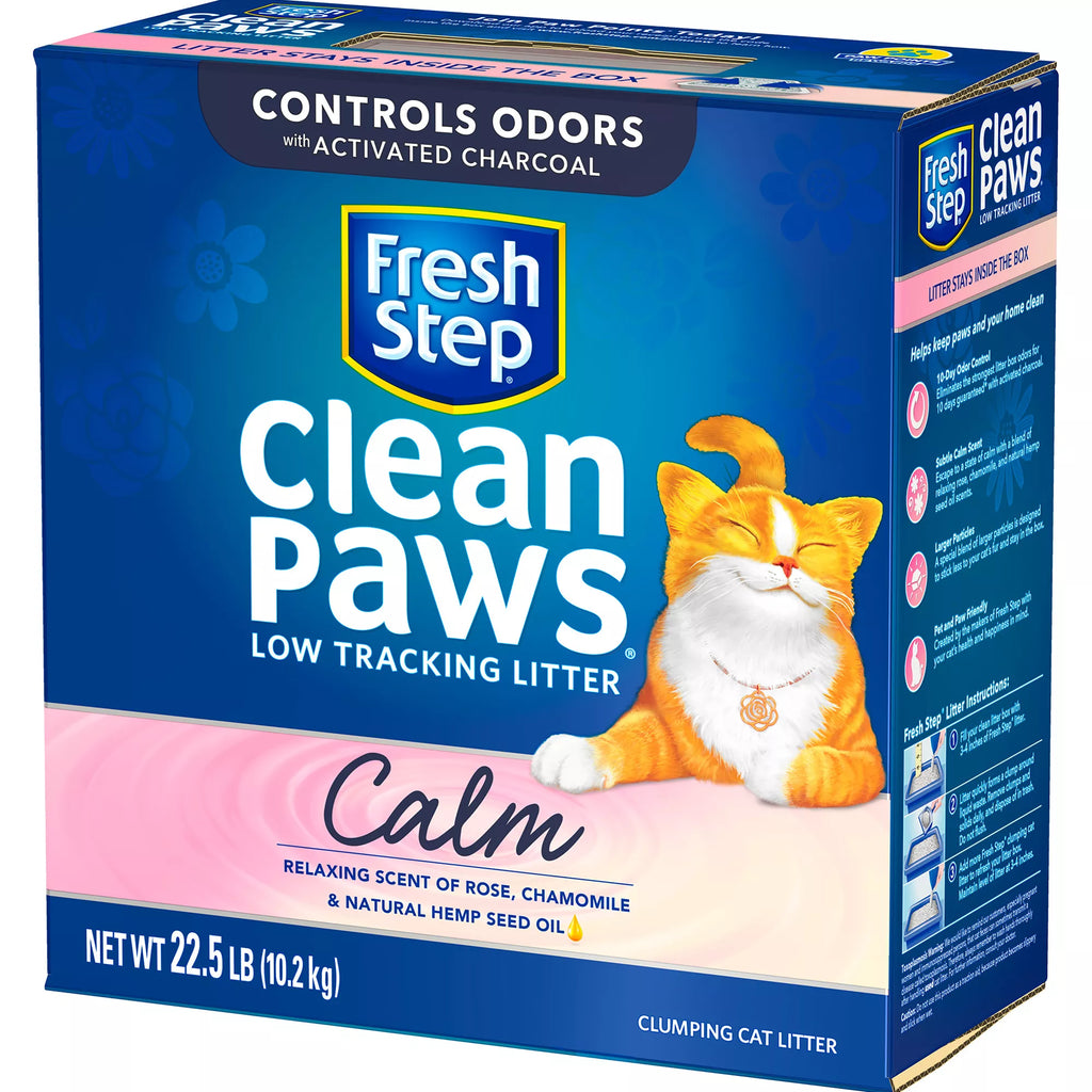 Fresh Step Clean Paws Calm Clumping Clay Cat Litter - Scented, Low Tracking
