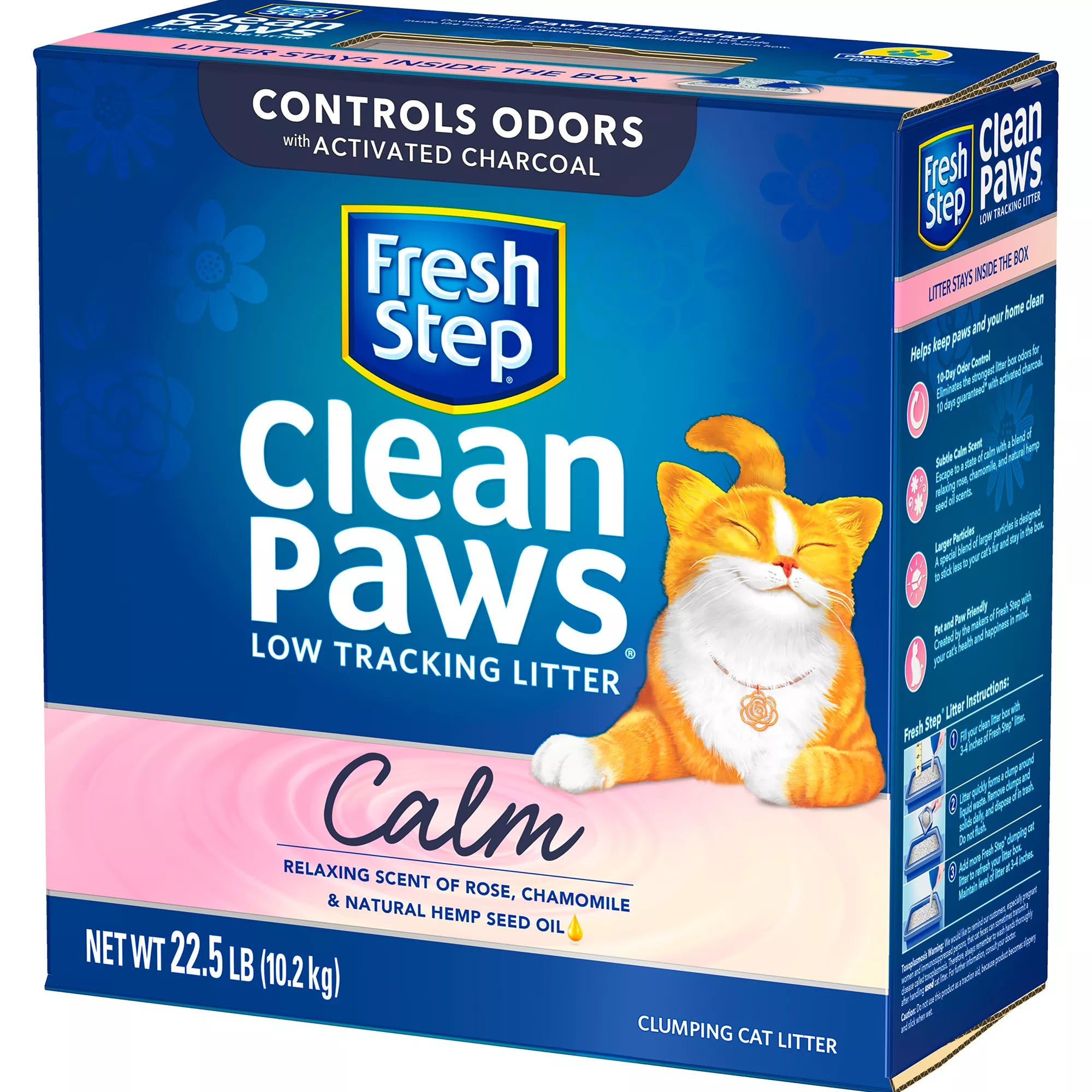 Fresh Step Clean Paws Calm Clumping Clay Cat Litter - Scented, Low Tracking