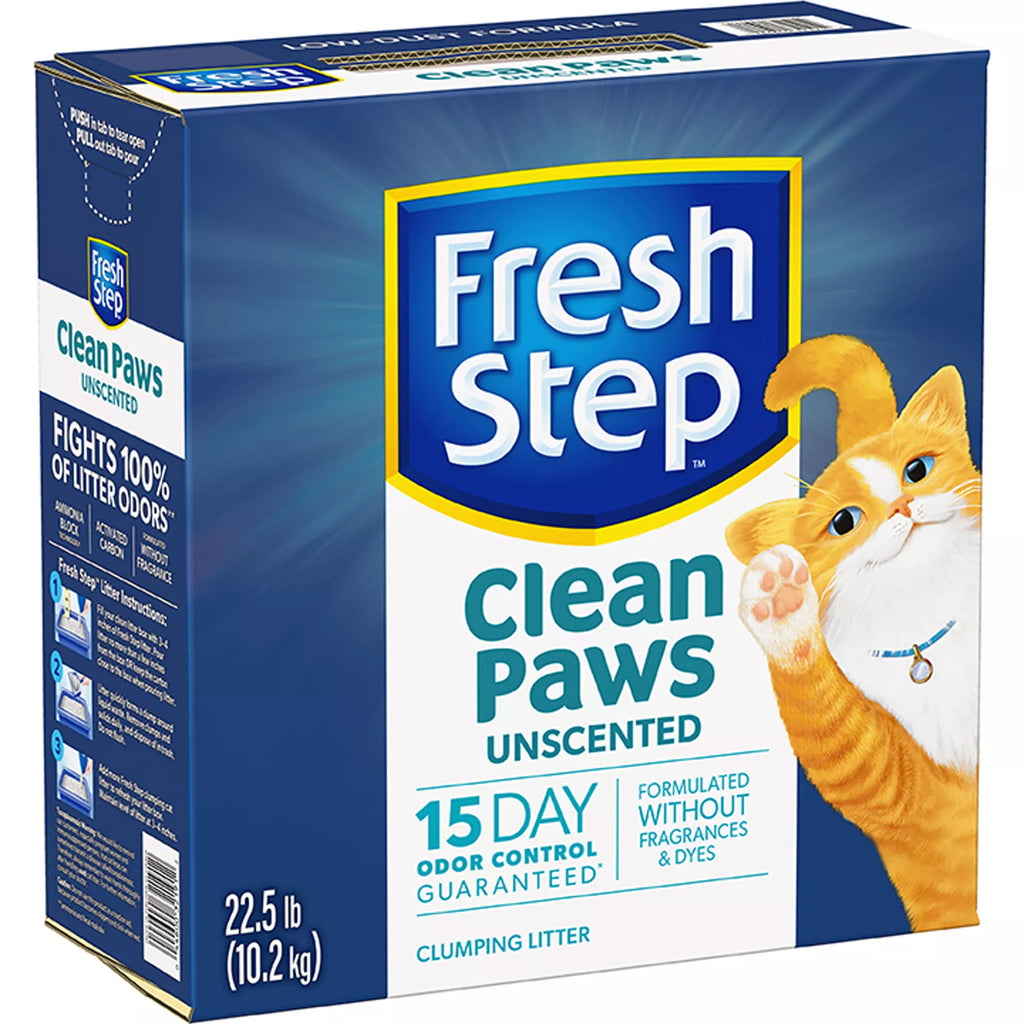 Fresh Step Clean Paws Clumping Clay Cat Litter - Unscented Pet Litter, Low Tracking