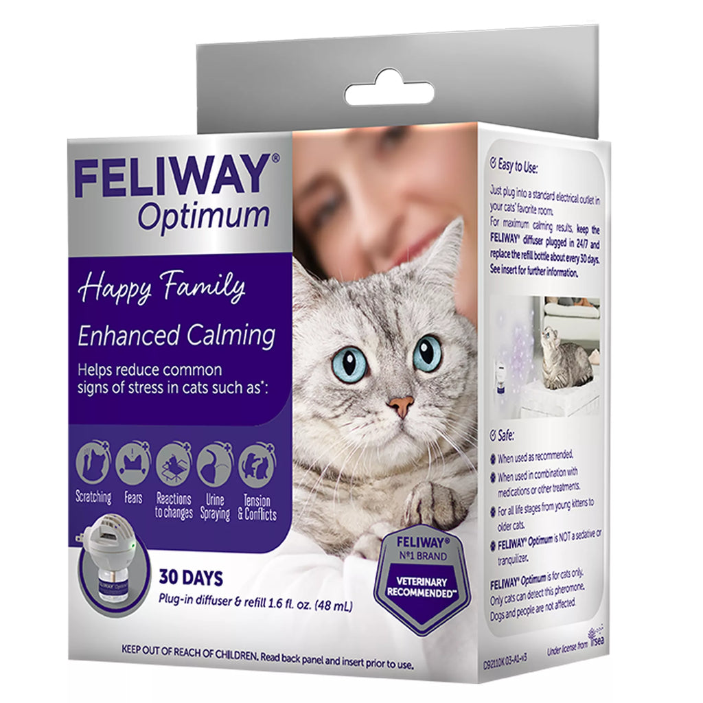 FELIWAY Optimum Enhanced Calming Plug-In Diffuser for Cats - 30 Day Starter Kit with 48mL Refill