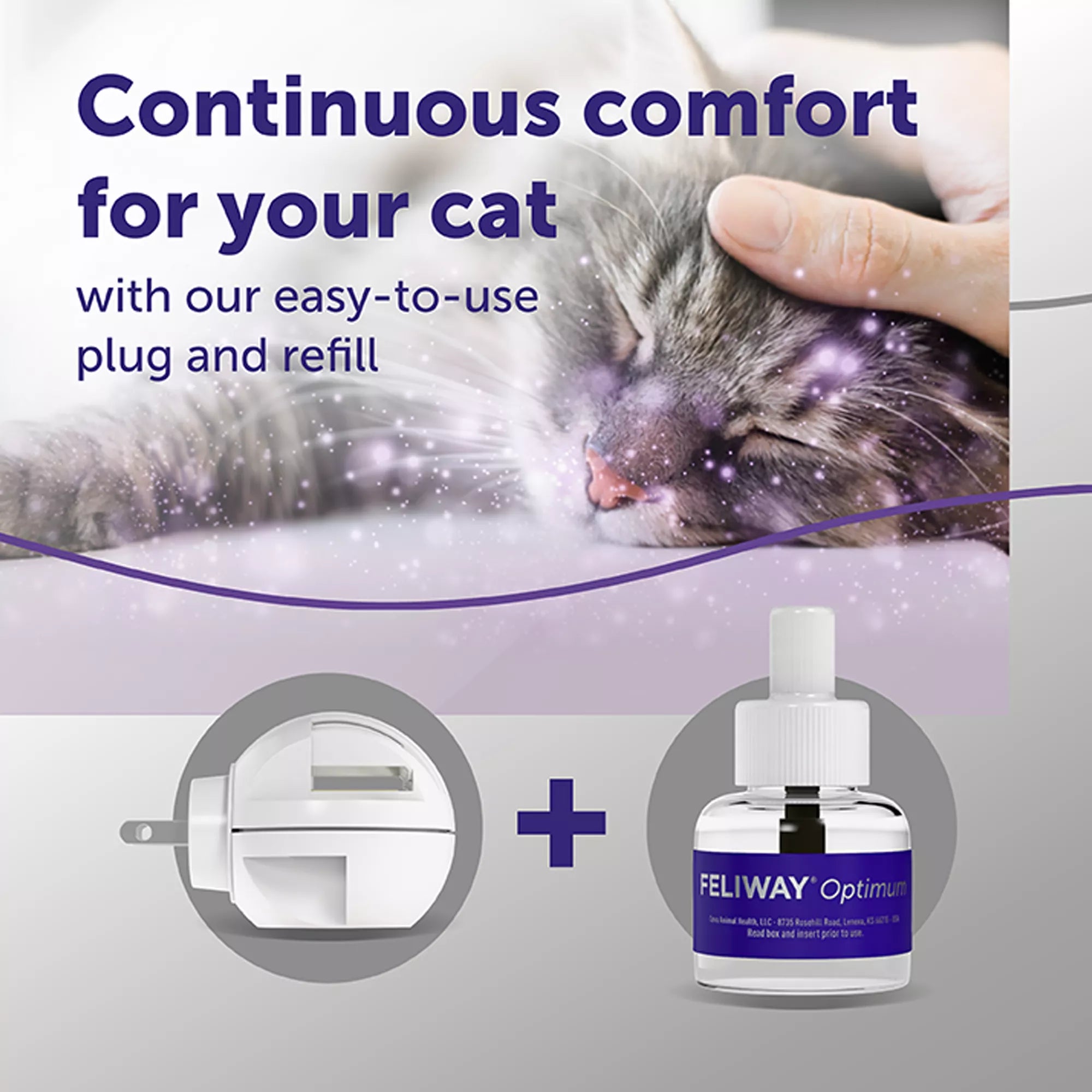FELIWAY Optimum Enhanced Calming Plug-In Diffuser for Cats - 30 Day Starter Kit with 48mL Refill