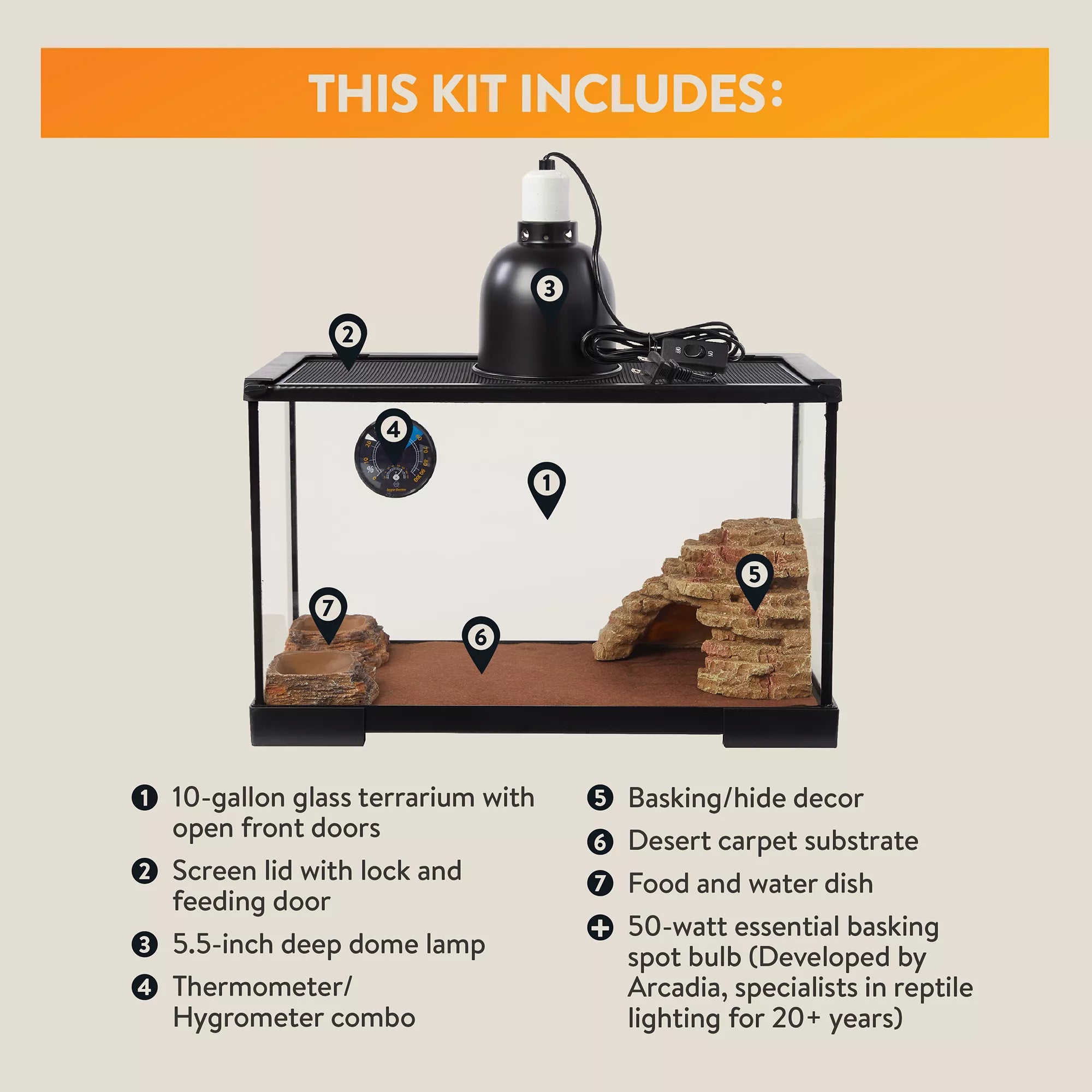 Thrive Desert Reptile Terrarium Essentials Kit - 10G