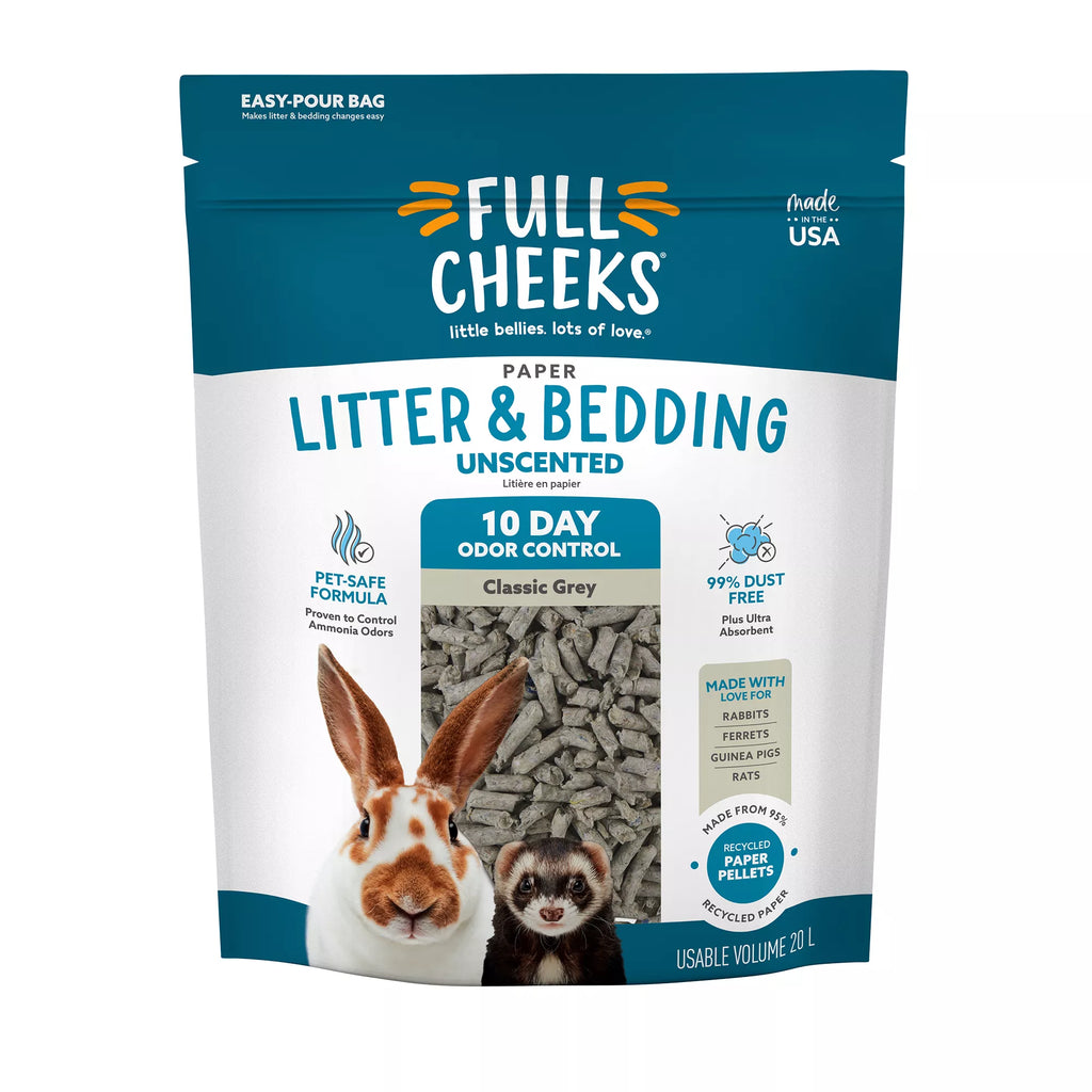 Full Cheeks Odor Control Small Pet Paper Litter & Bedding - Grey