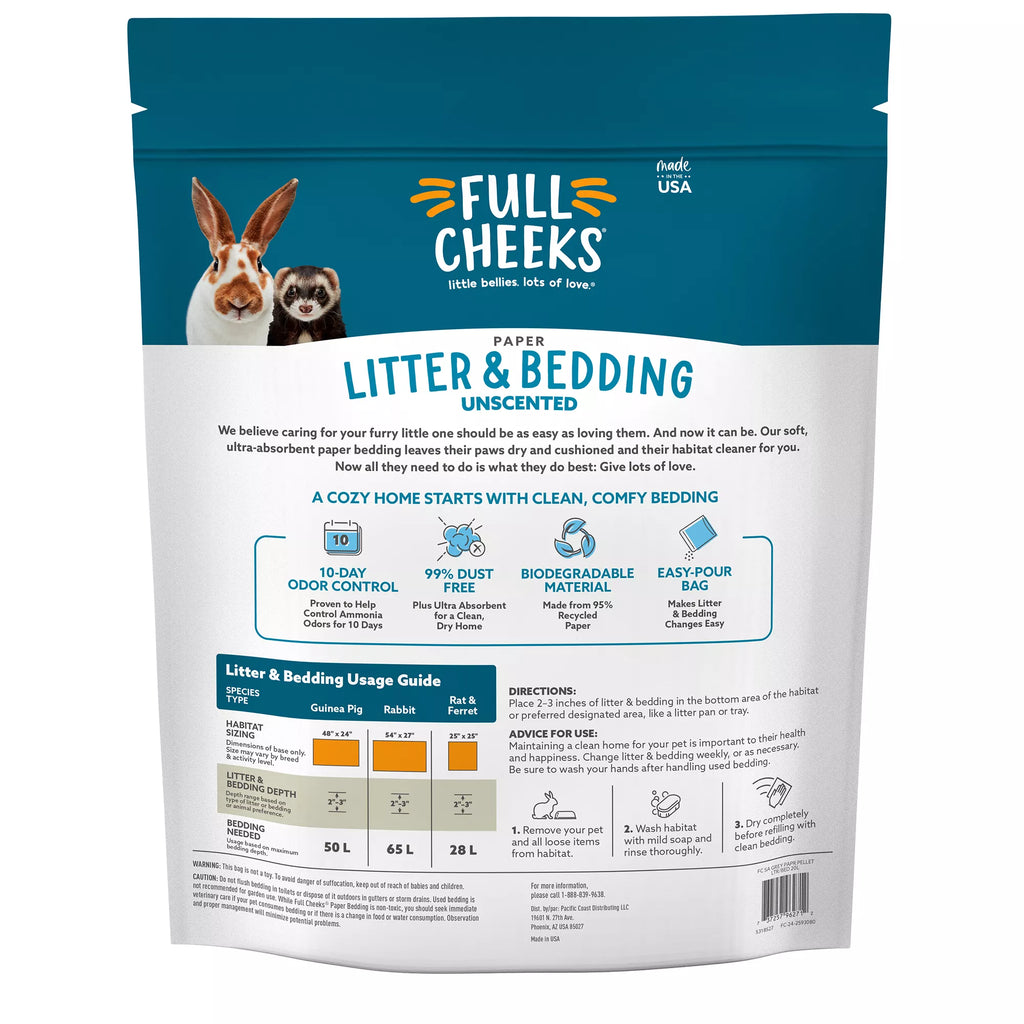 Full Cheeks Odor Control Small Pet Paper Litter & Bedding - Grey