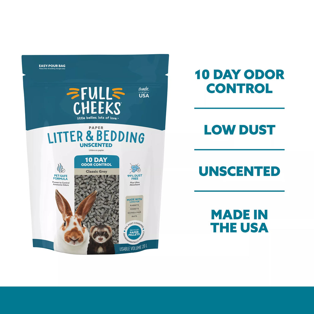 Full Cheeks Odor Control Small Pet Paper Litter & Bedding - Grey