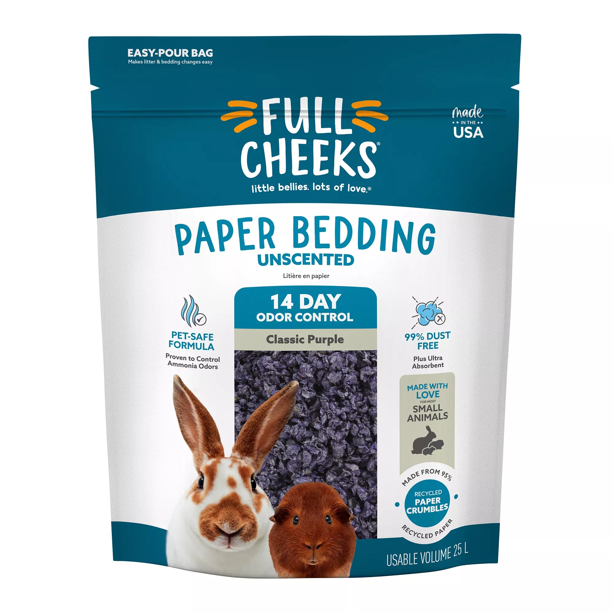 Full Cheeks Odor Control Small Pet Crumbled Paper Bedding - Purple