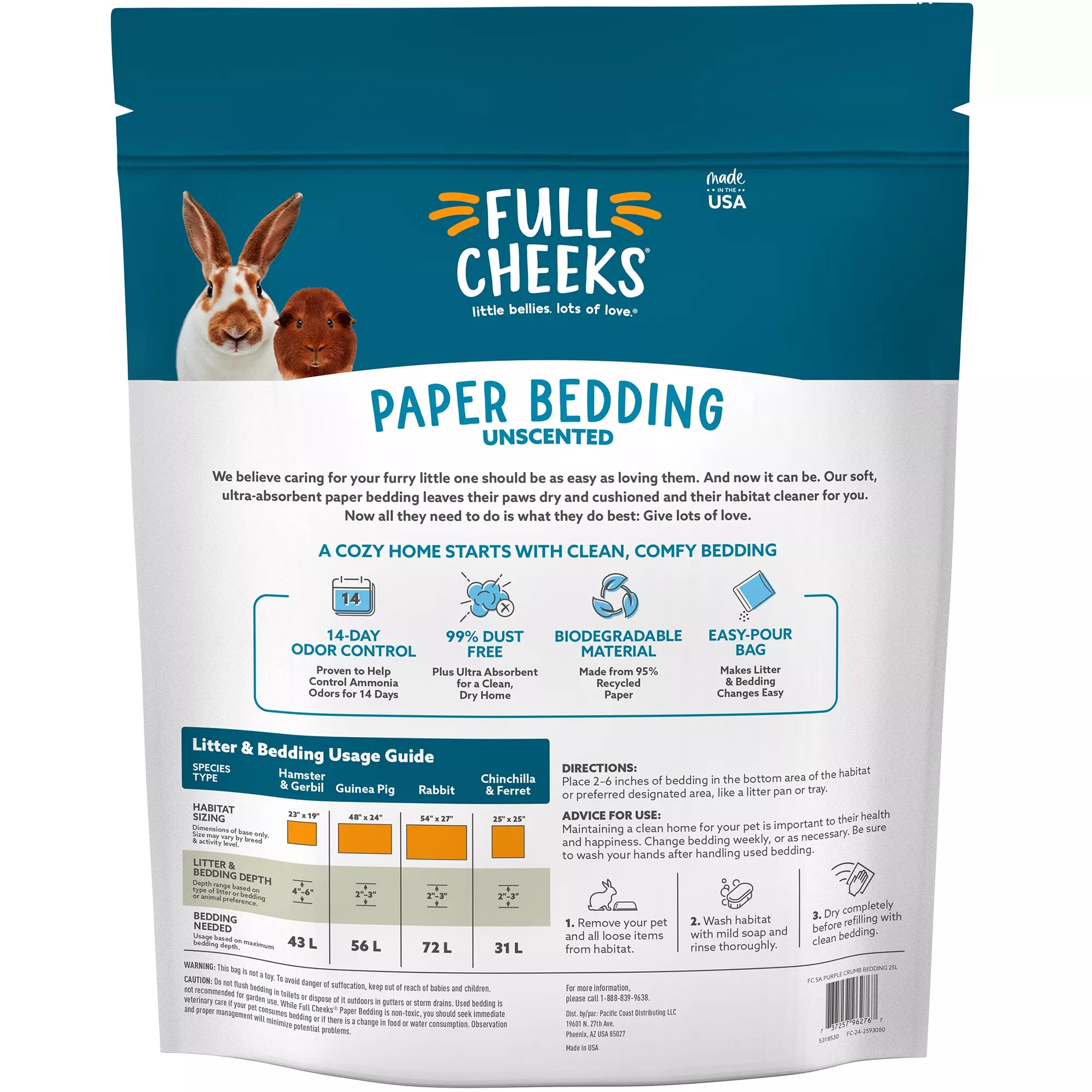Full Cheeks Odor Control Small Pet Crumbled Paper Bedding - Purple