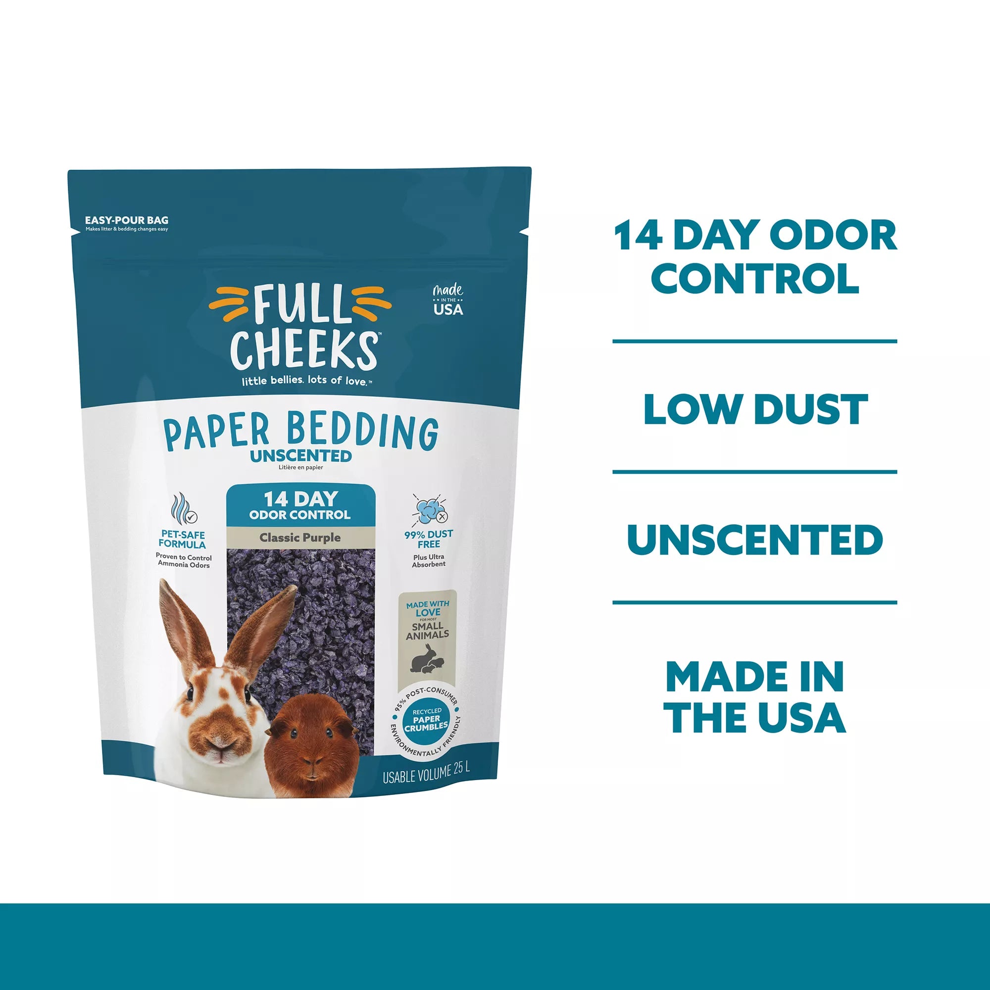 Full Cheeks Odor Control Small Pet Crumbled Paper Bedding - Purple