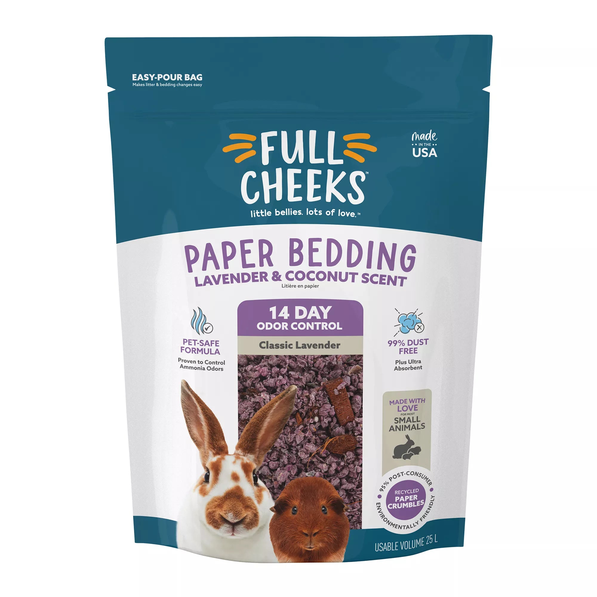 Full Cheeks Odor Control Small Pet Crumbled Paper Bedding - Lavendar & Coconut Scent