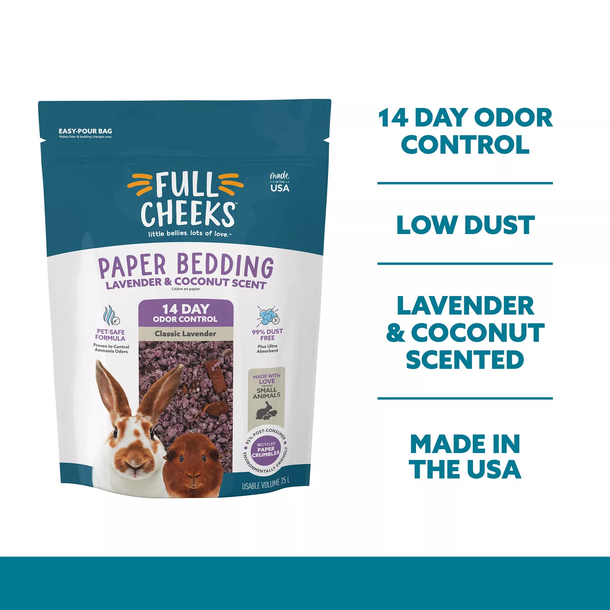 Full Cheeks Odor Control Small Pet Crumbled Paper Bedding - Lavendar & Coconut Scent