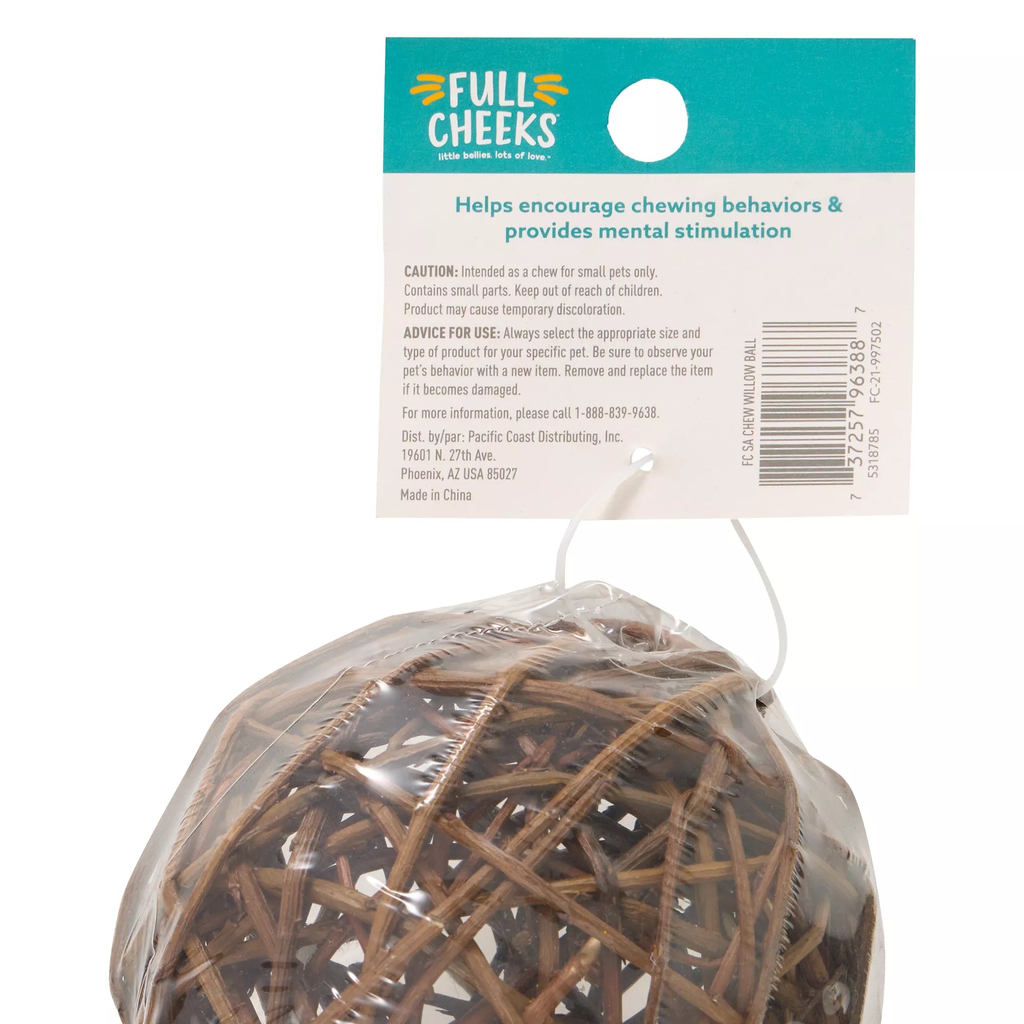 Full Cheeks Small Pet Roll-A-Round Willow Ball Chew