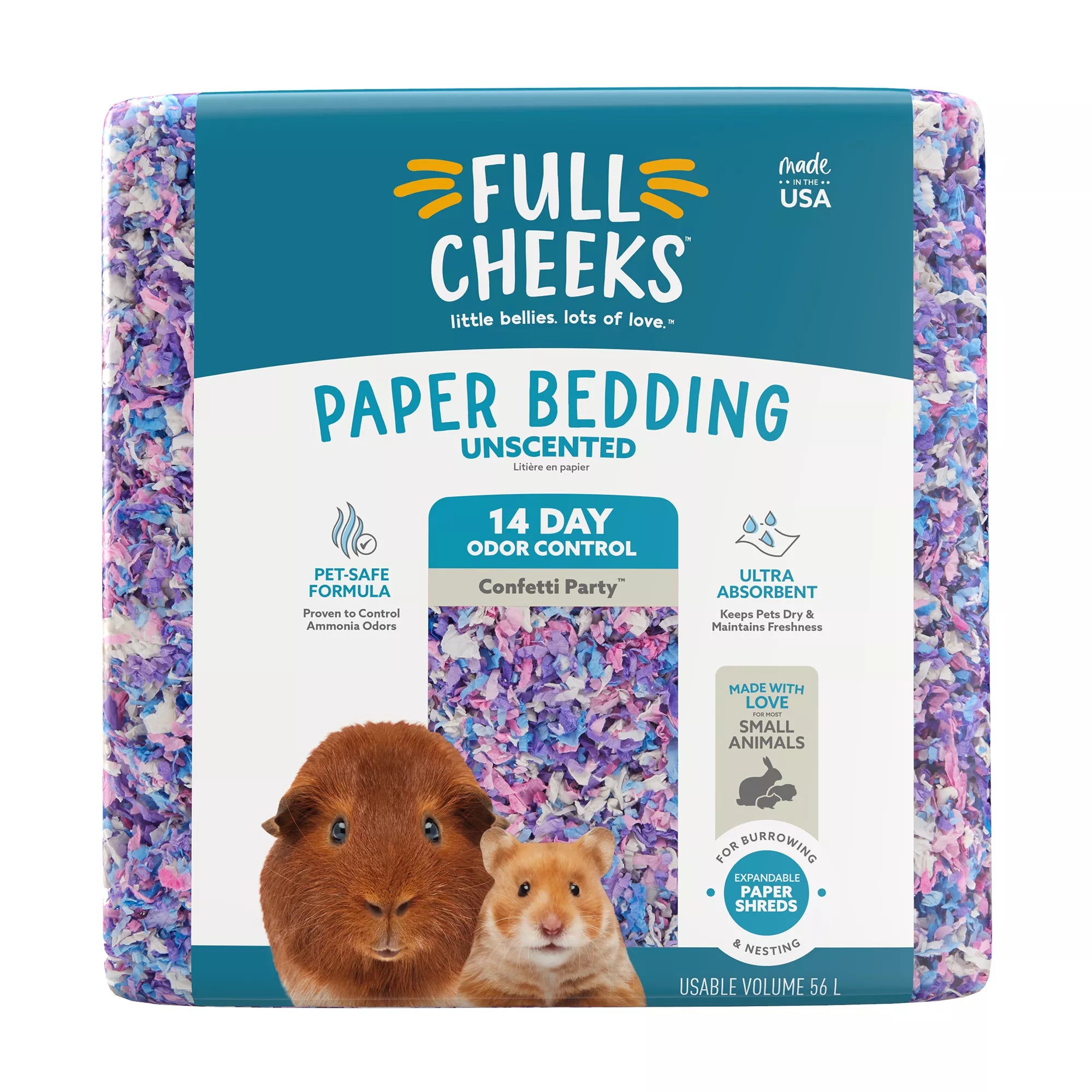 Full Cheeks Odor Control Small Pet Paper Bedding - Confetti Party