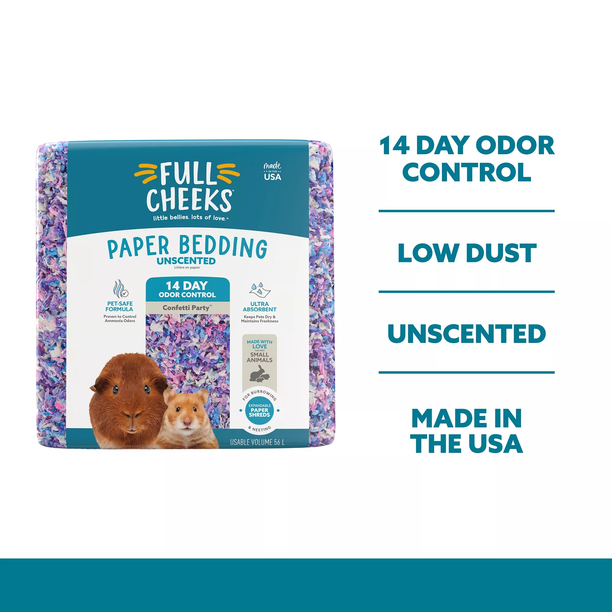 Full Cheeks Odor Control Small Pet Paper Bedding - Confetti Party