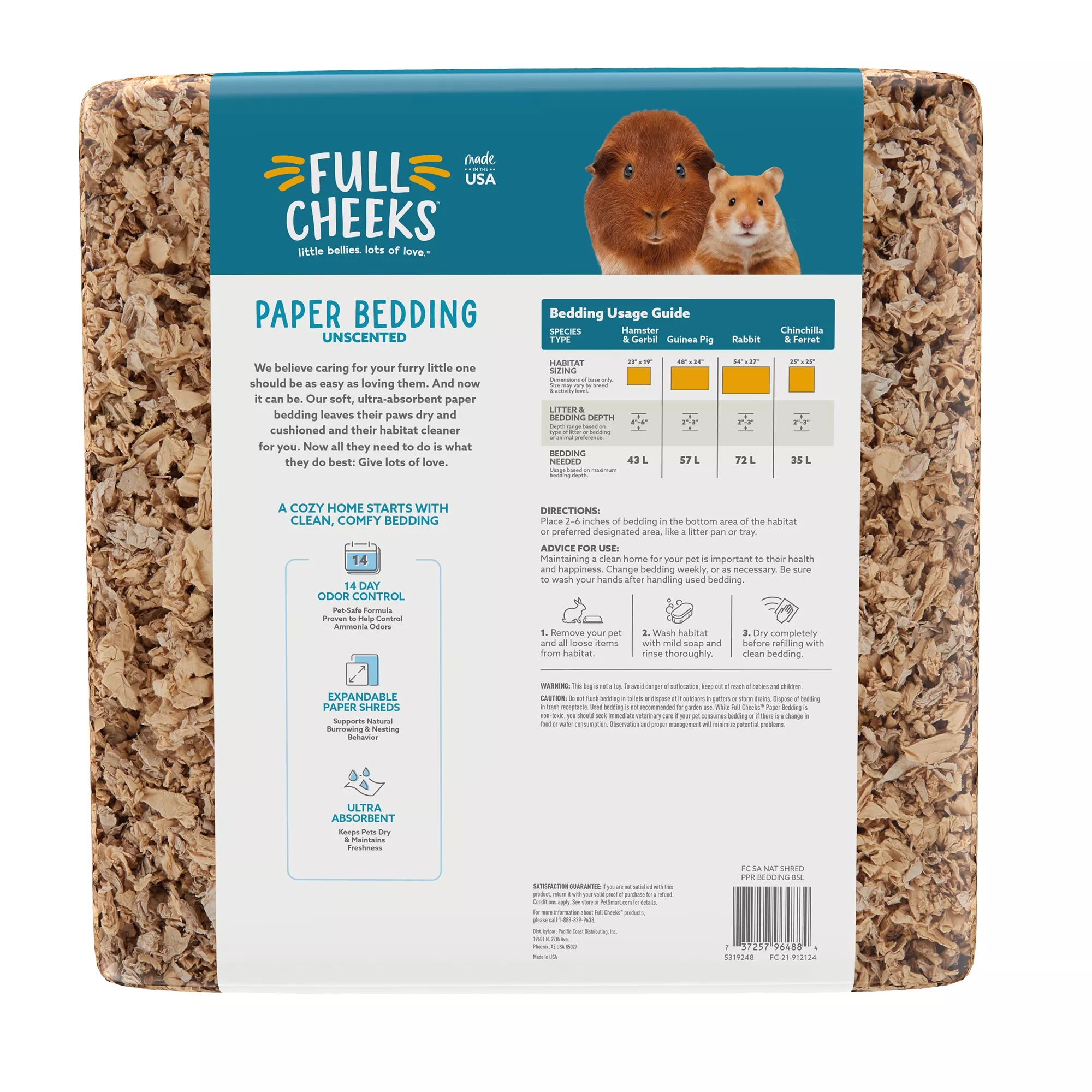 Full Cheeks Odor Control Small Pet Paper Bedding - Natural Pet Food