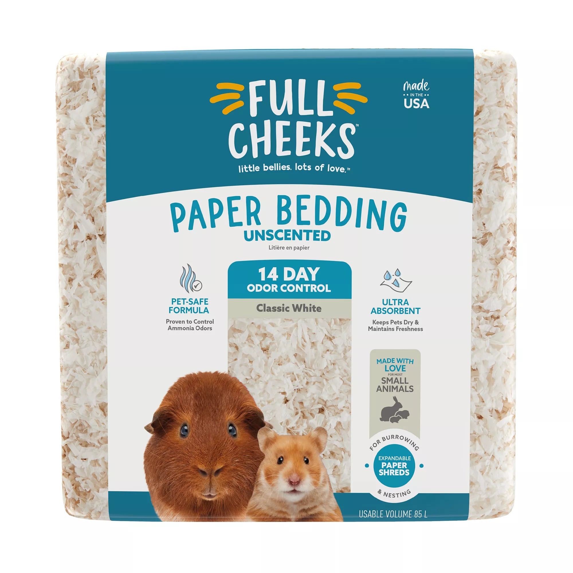 Full Cheeks Odor Control Small Pet Paper Bedding - Classic White