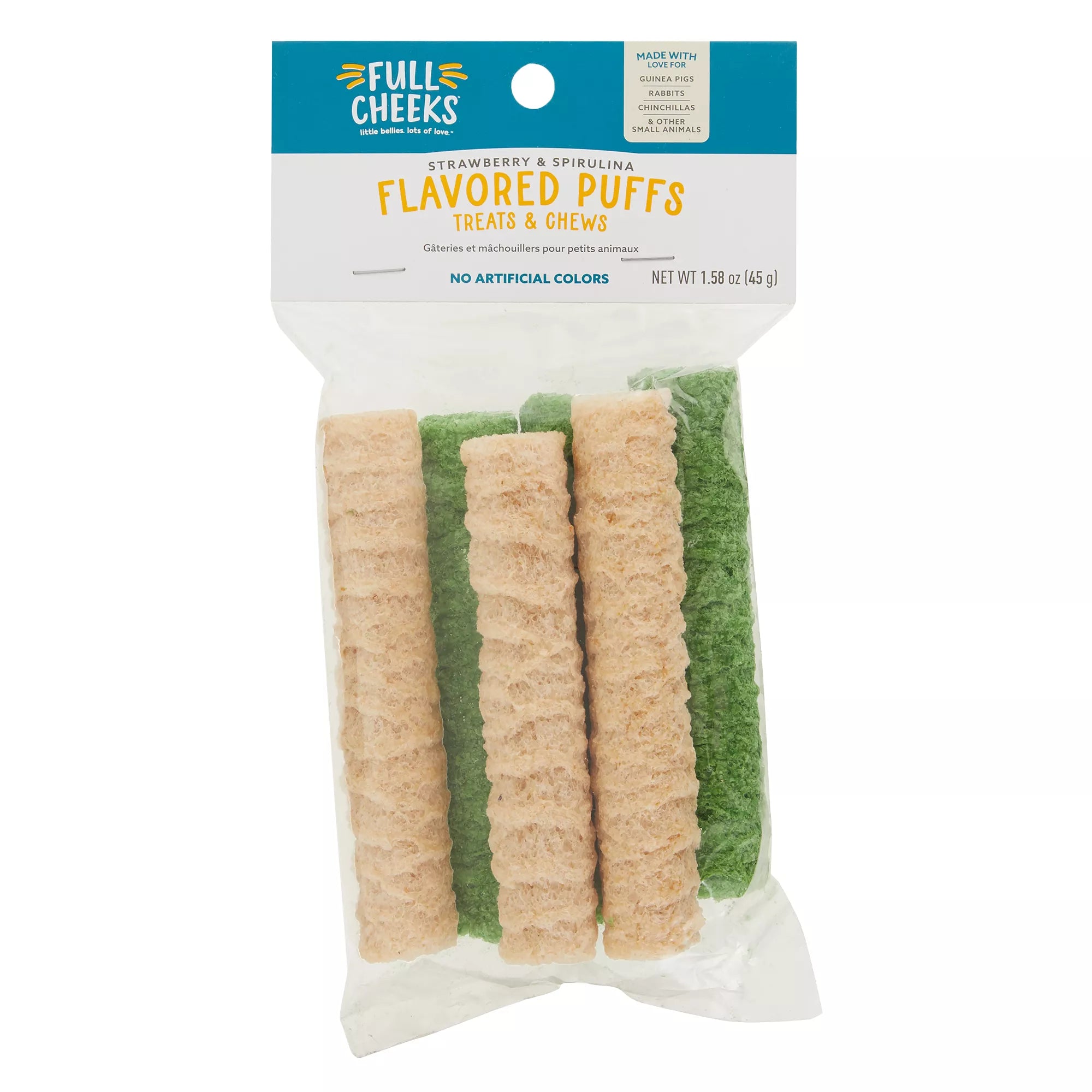 Full Cheeks Small Pet Flavored Rice Puff - Strawberry & Spirulina