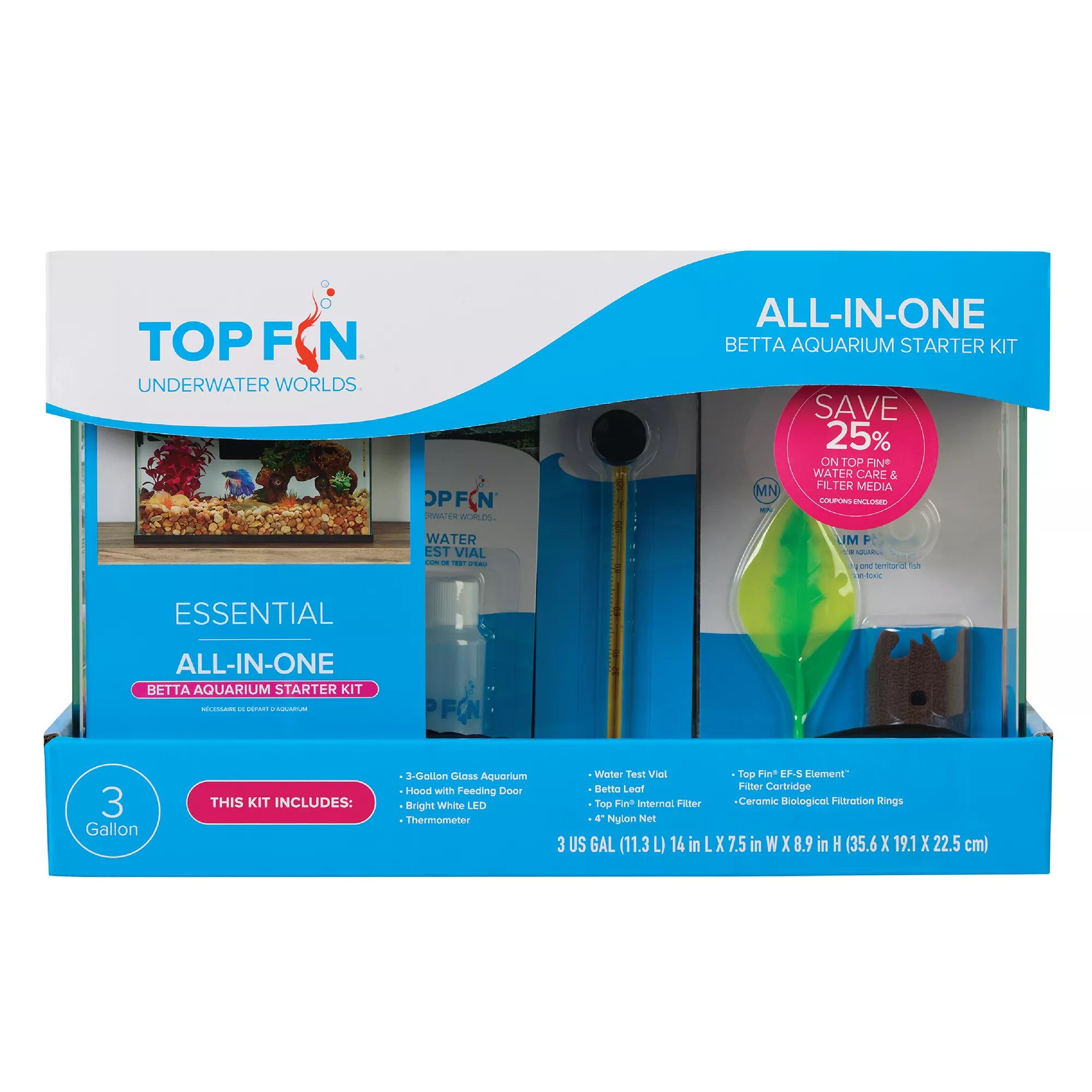 Top Fin All-In-One Betta Aquarium Starter Kit - 3 Gallon