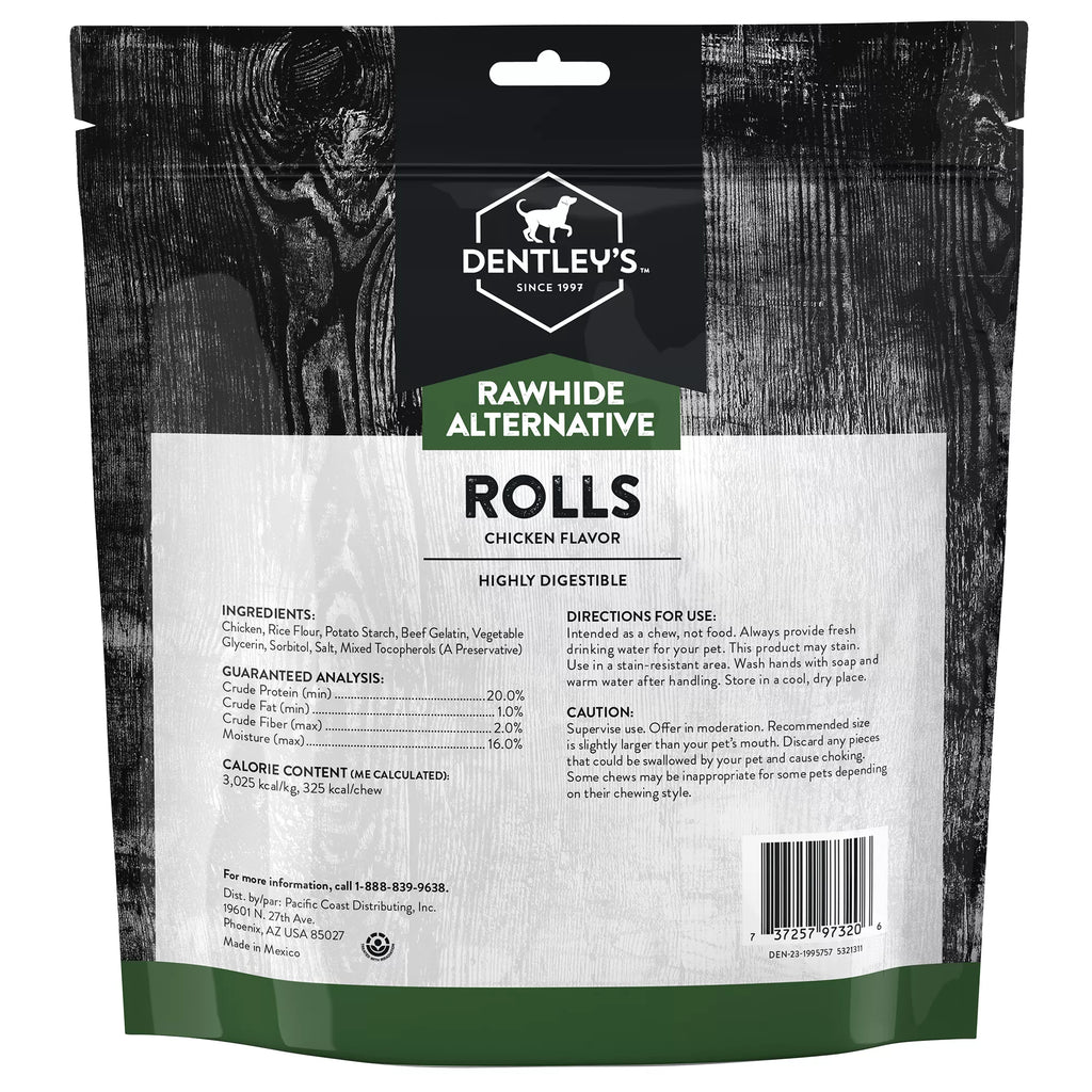 Dentley's Rawhide Free Retriever Rolls 7" Dog Treats - 10 Count