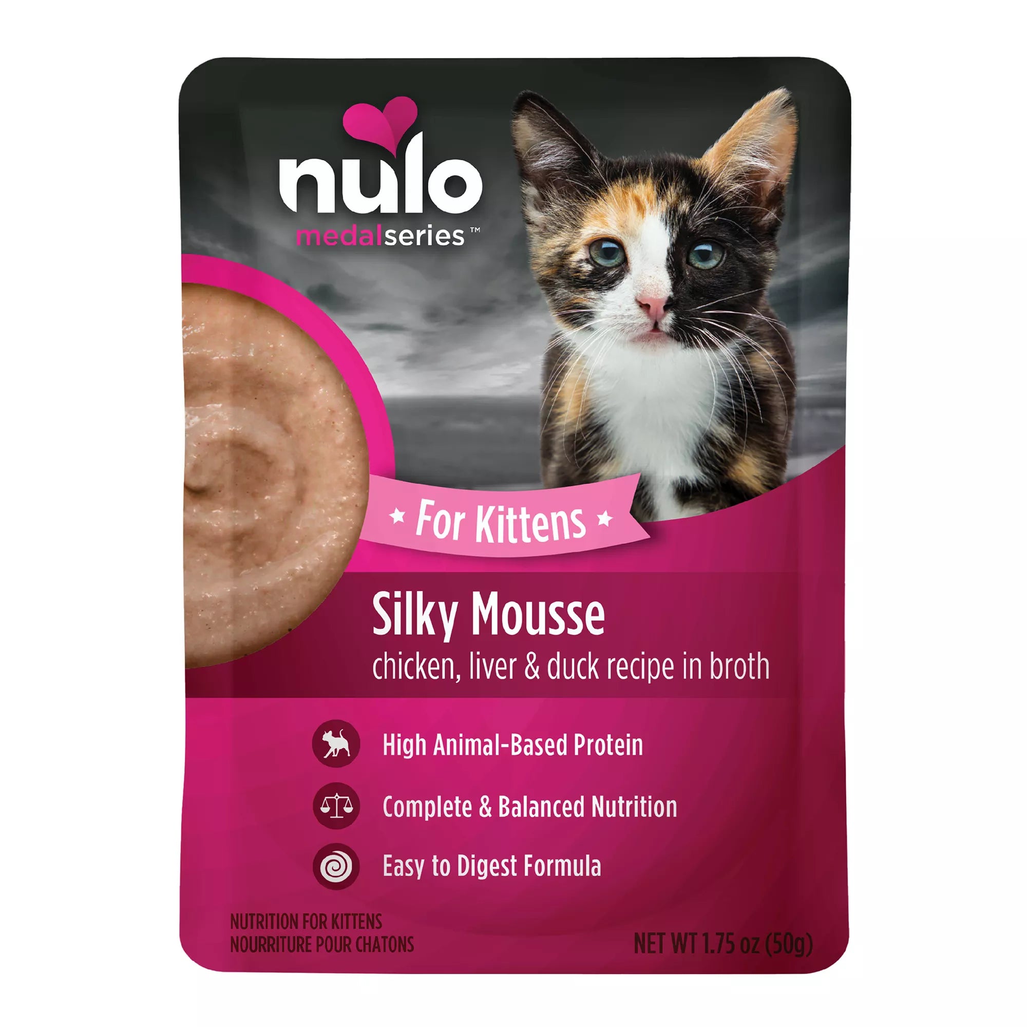 Nulo MedalSeries Kitten Wet Cat Food - Silky Mousse, Chicken, Liver & Duck, 1.75 Oz.